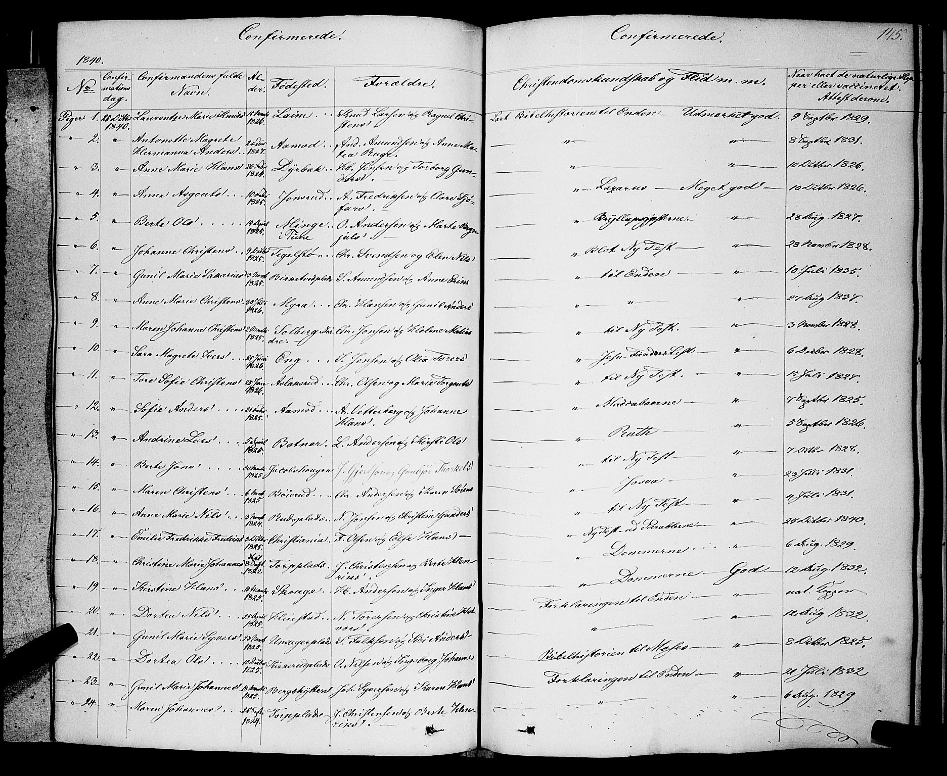 Skiptvet prestekontor Kirkebøker, AV/SAO-A-20009/F/Fa/L0006: Parish register (official) no. 6, 1839-1860, p. 145