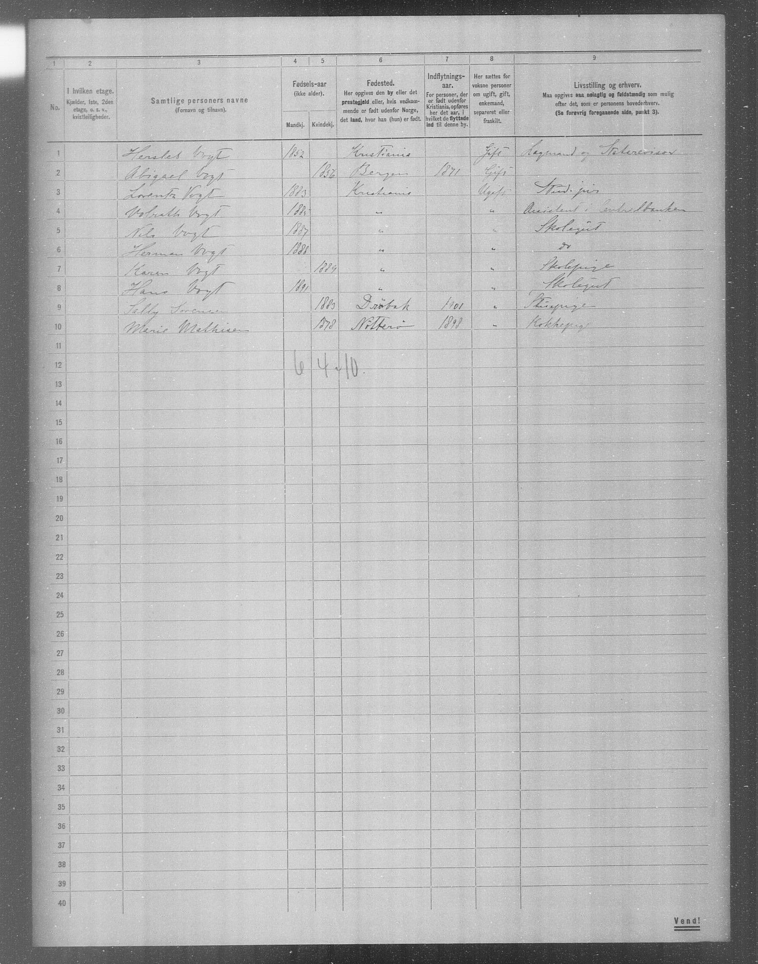 OBA, Municipal Census 1904 for Kristiania, 1904, p. 14030