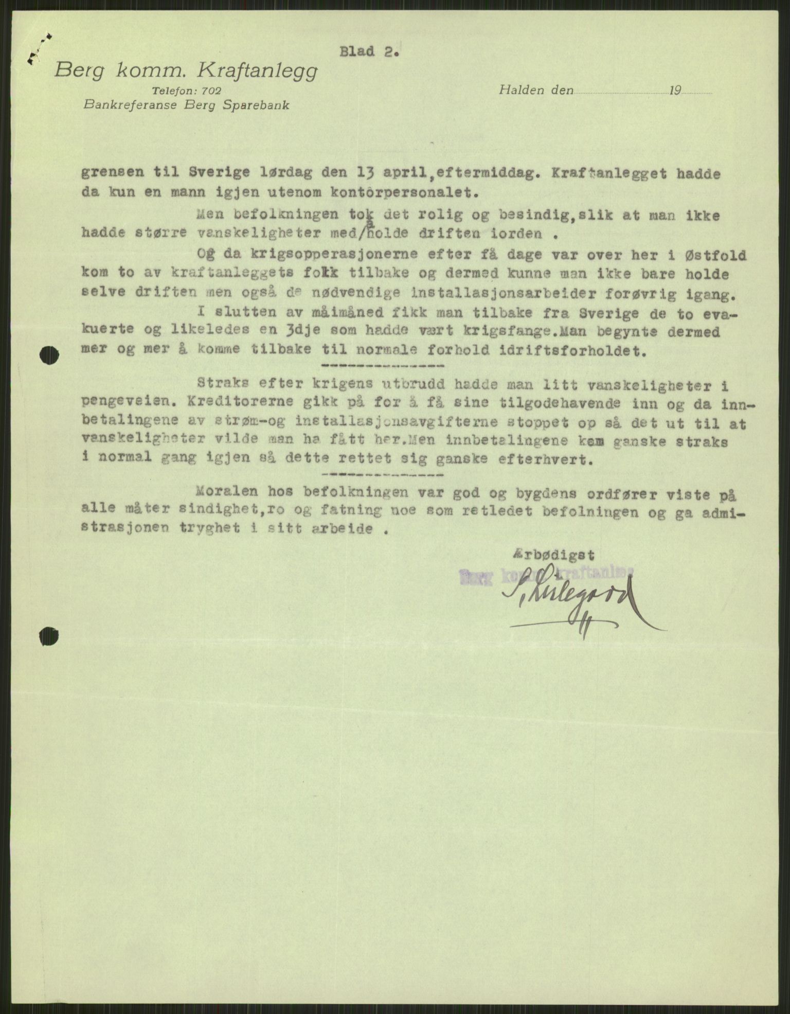 Forsvaret, Forsvarets krigshistoriske avdeling, AV/RA-RAFA-2017/Y/Ya/L0013: II-C-11-31 - Fylkesmenn.  Rapporter om krigsbegivenhetene 1940., 1940, p. 34