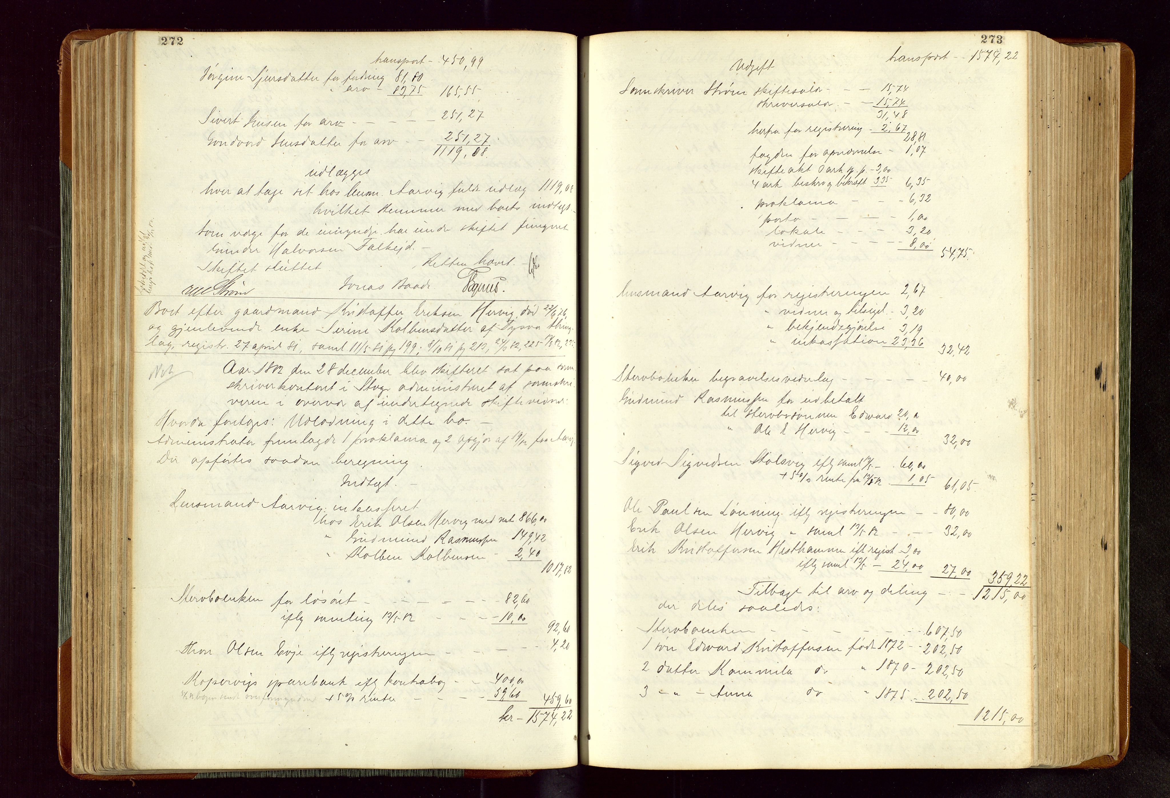 Karmsund sorenskriveri, AV/SAST-A-100311/01/IV/IVDBA/L0005: SKIFTEPROTOKOLL SKJOLD,TORVESTAD, TYSVÆR, 1877-1895, p. 272-273