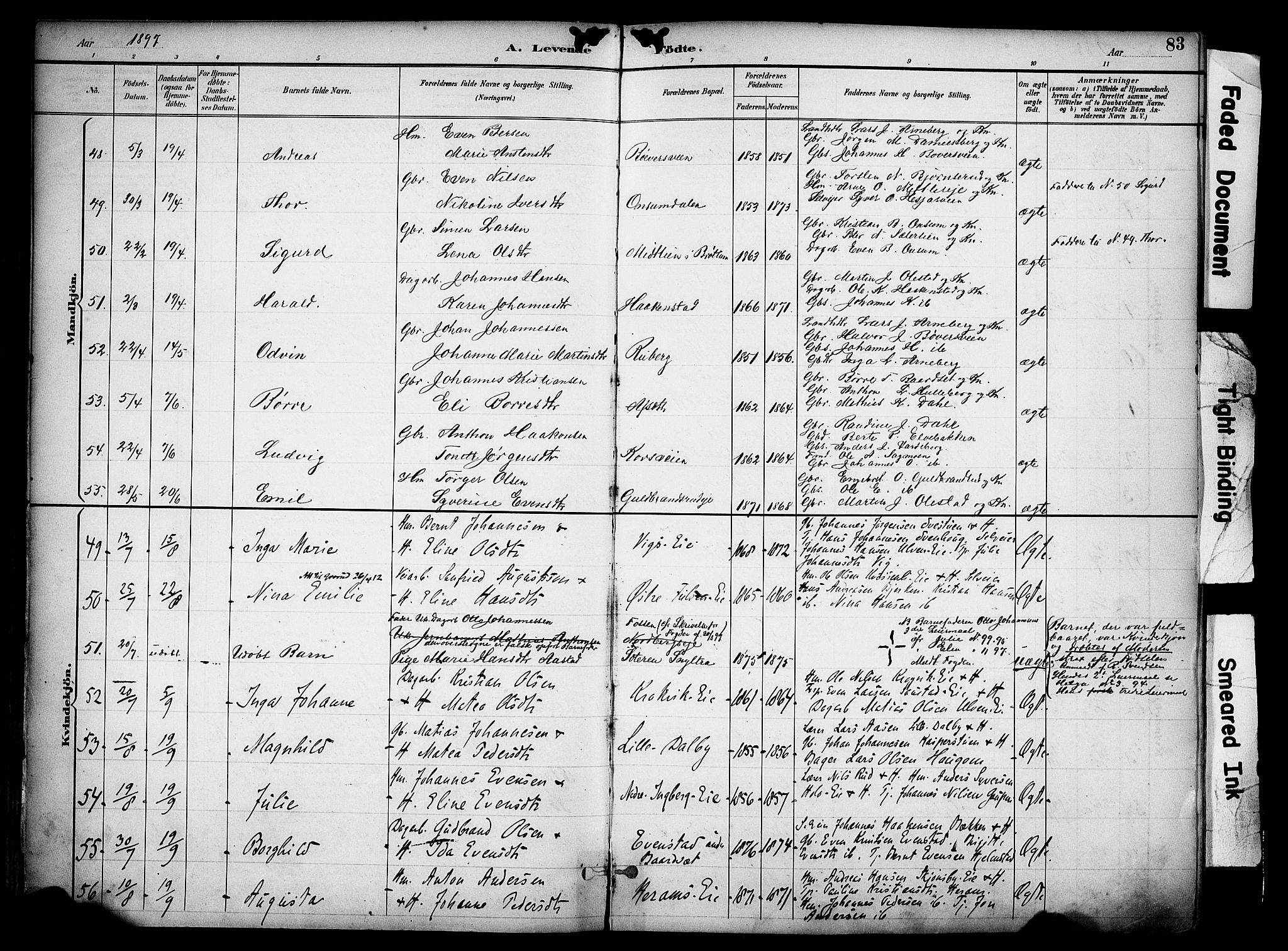 Ringsaker prestekontor, AV/SAH-PREST-014/K/Ka/L0017: Parish register (official) no. 17, 1891-1902, p. 83