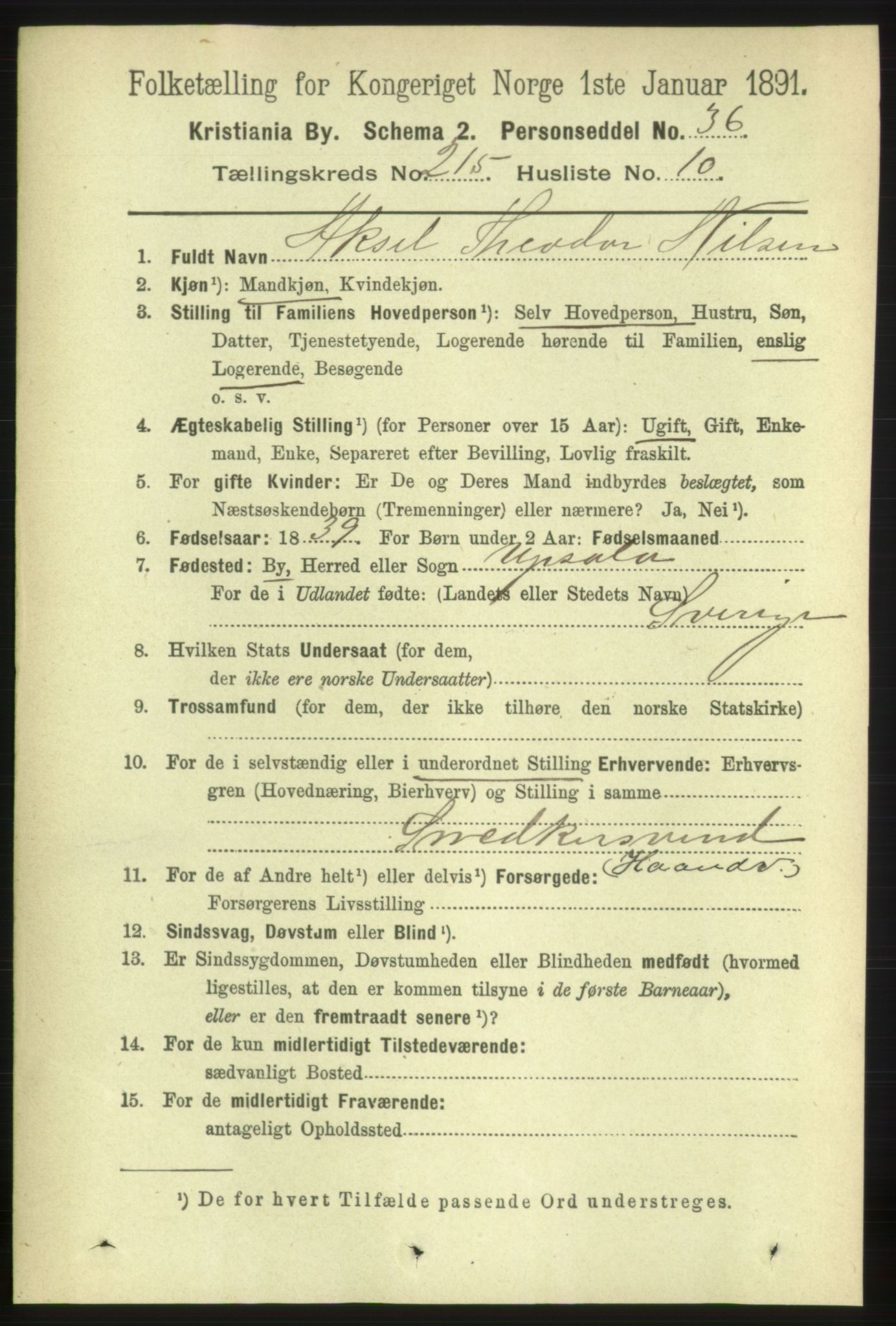 RA, 1891 census for 0301 Kristiania, 1891, p. 128001