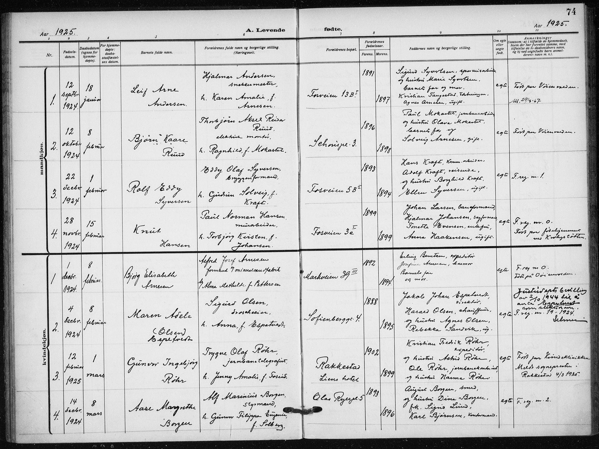 Hauge prestekontor Kirkebøker, AV/SAO-A-10849/F/Fa/L0001: Parish register (official) no. 1, 1917-1938, p. 74