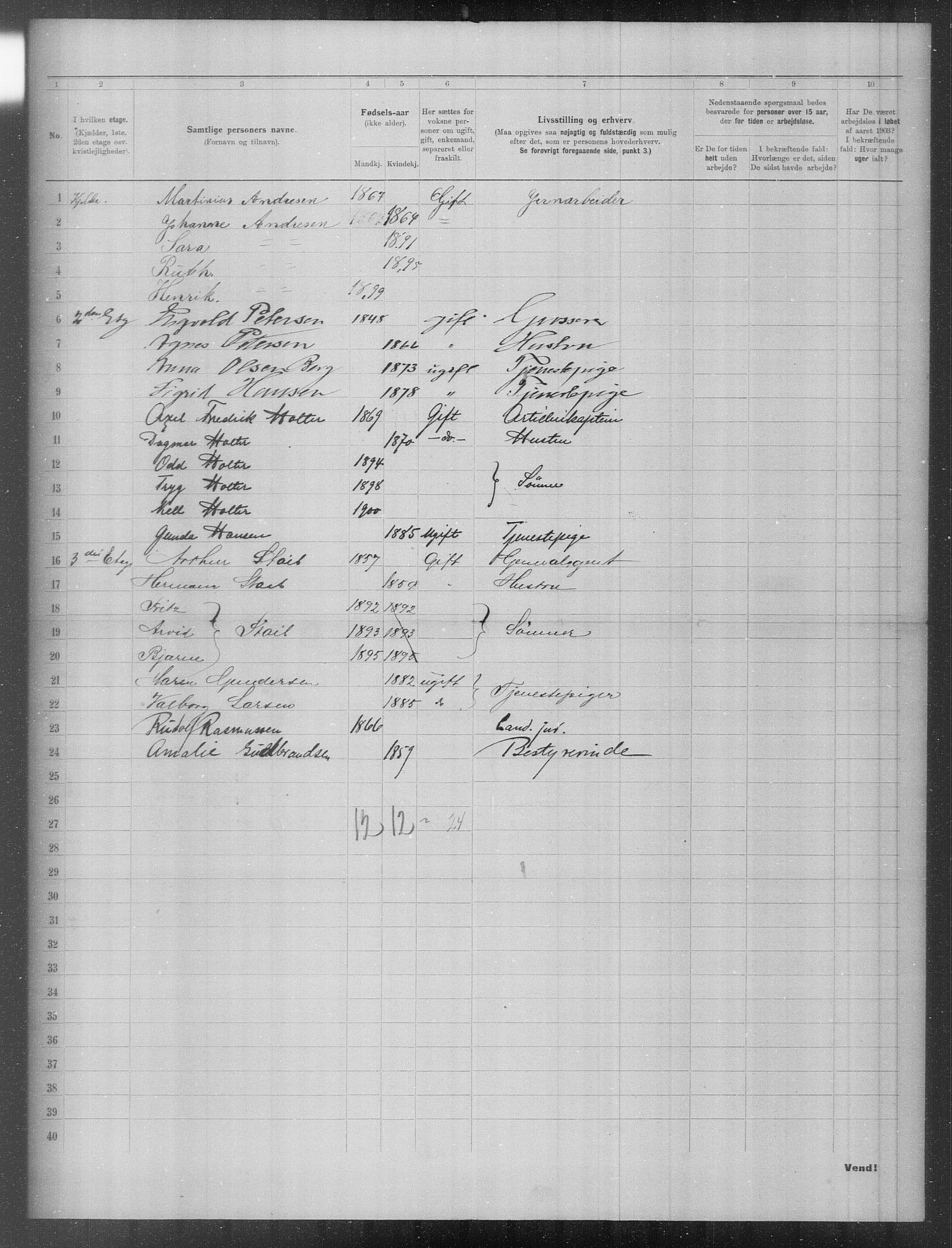 OBA, Municipal Census 1903 for Kristiania, 1903, p. 11311