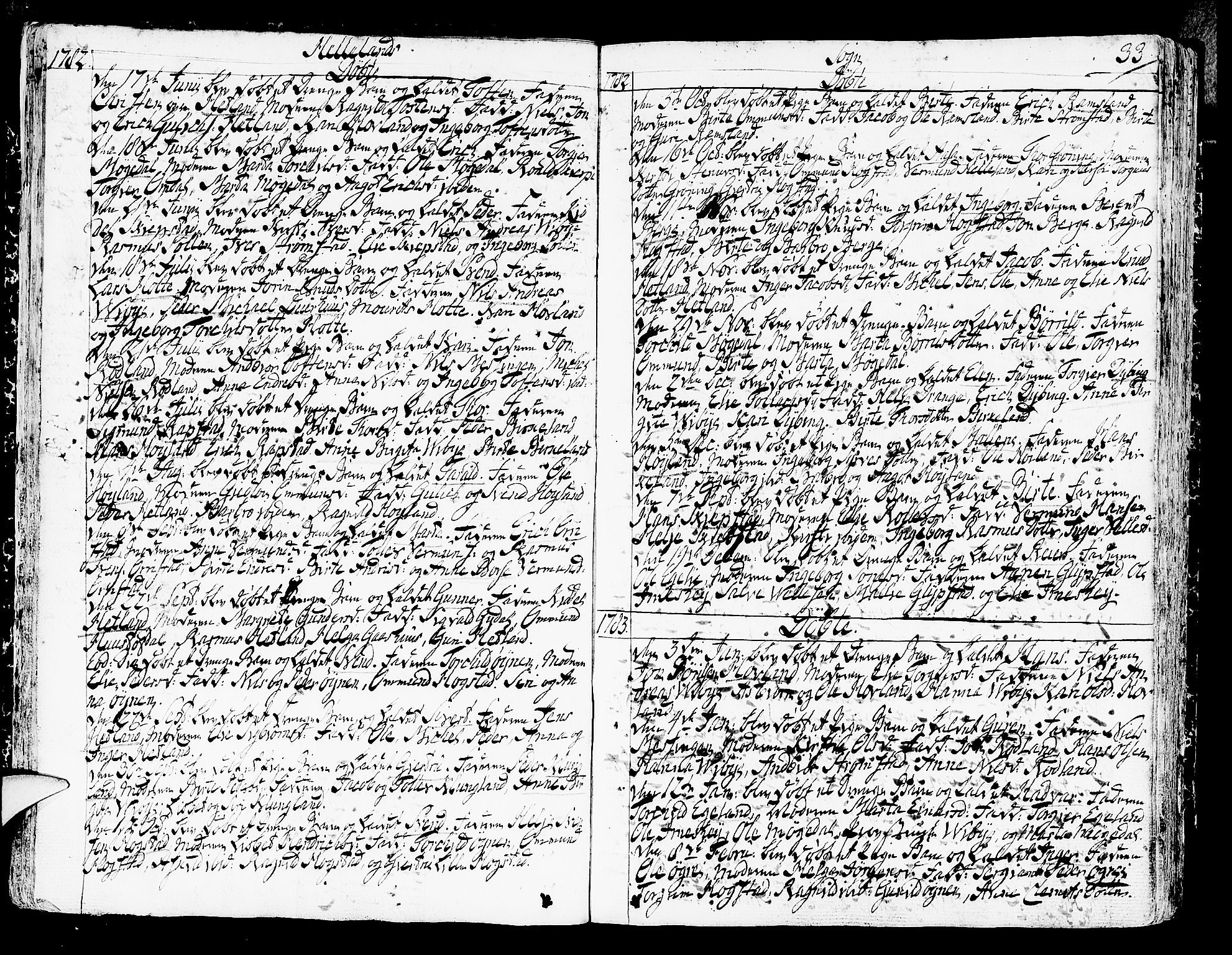 Helleland sokneprestkontor, SAST/A-101810: Parish register (official) no. A 2 /1, 1762-1791, p. 33