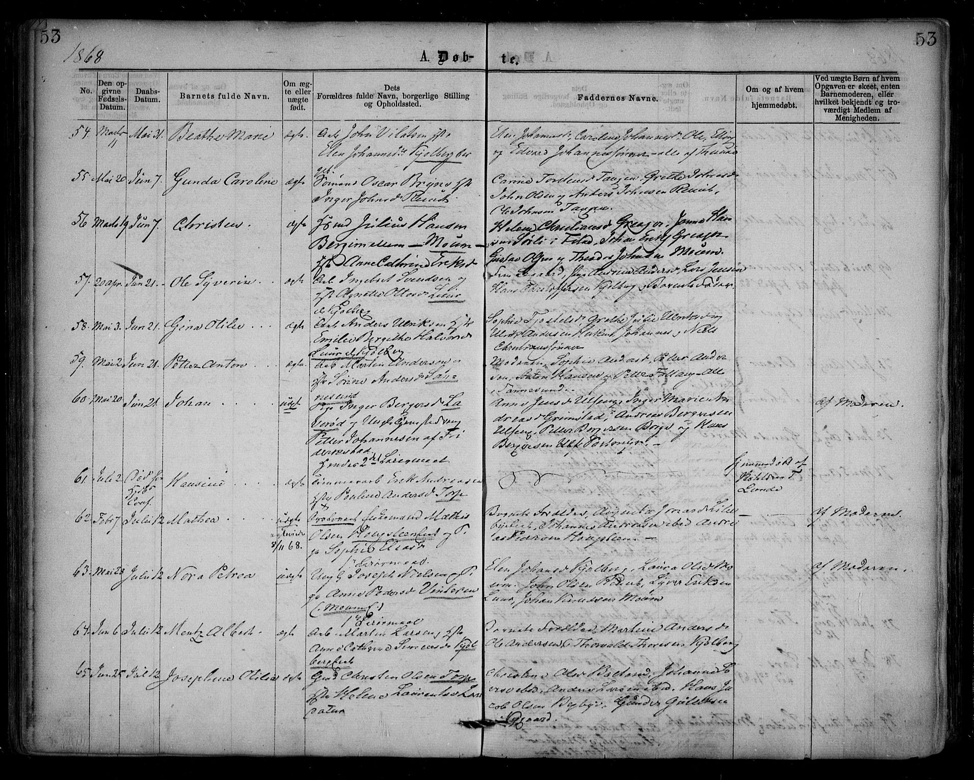 Borge prestekontor Kirkebøker, SAO/A-10903/F/Fa/L0006: Parish register (official) no. I 6, 1861-1874, p. 53