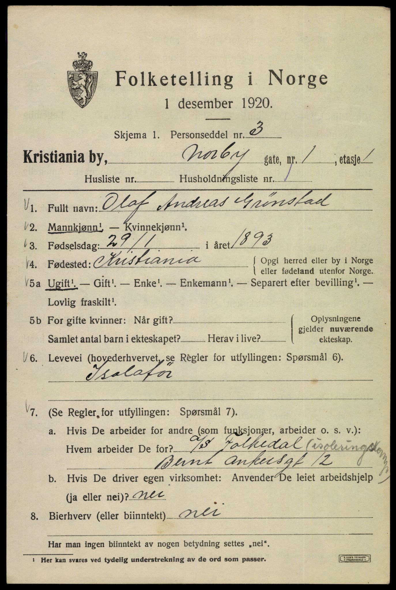 SAO, 1920 census for Kristiania, 1920, p. 418419