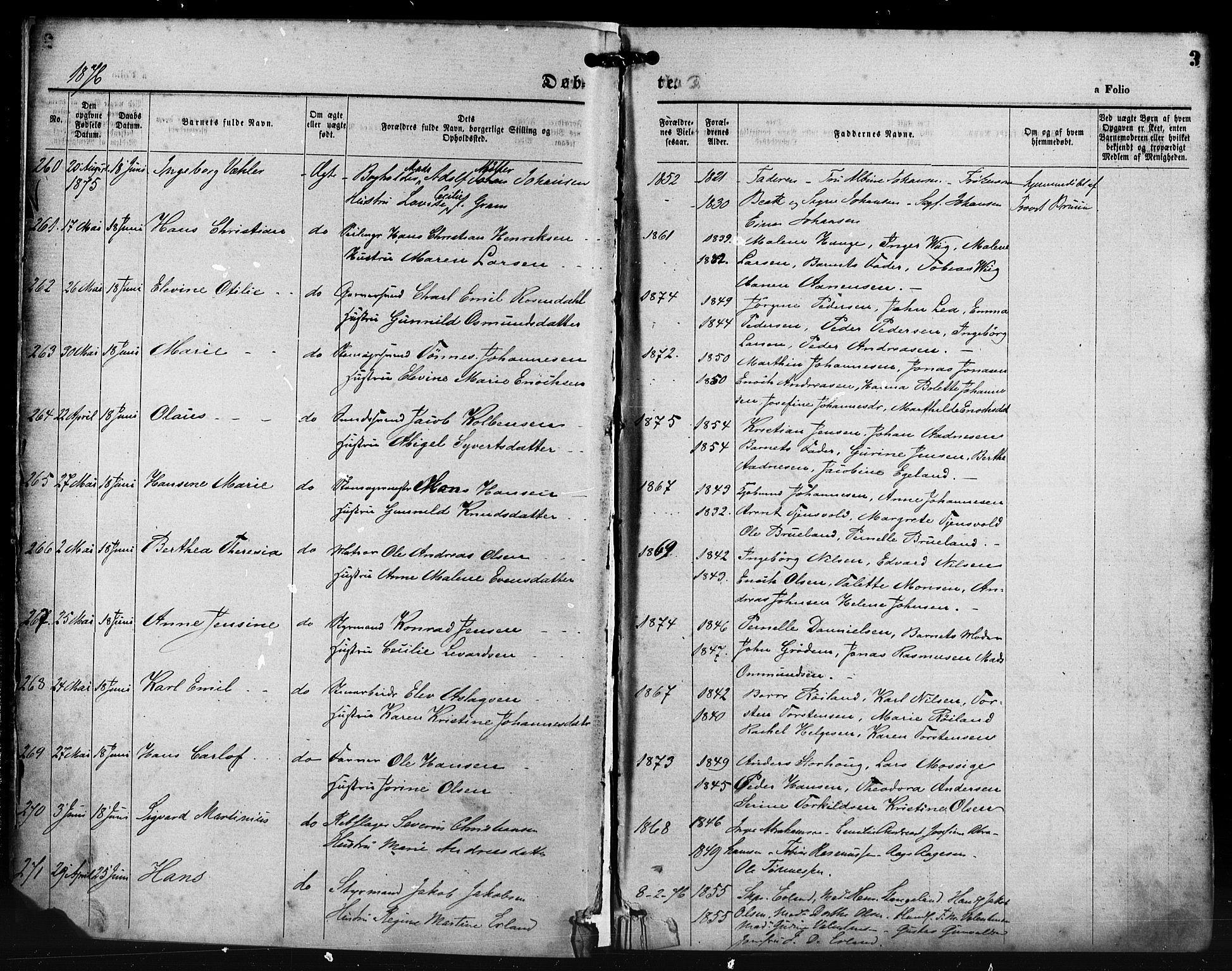 St. Petri sokneprestkontor, SAST/A-101813/001/30/30BA/L0014: Parish register (official) no. A 14, 1876-1879, p. 3