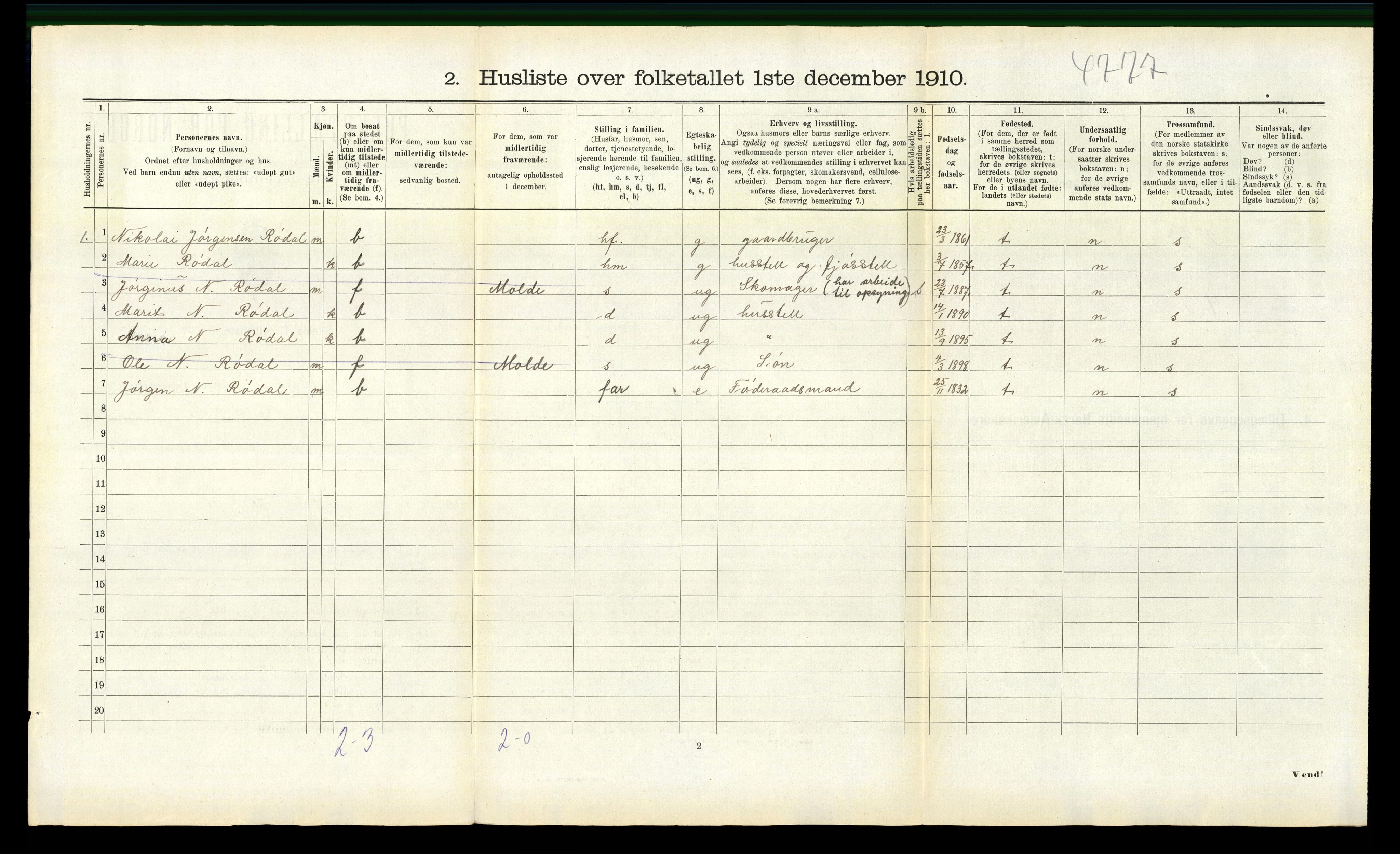 RA, 1910 census for Eresfjord og Vistdal, 1910, p. 578