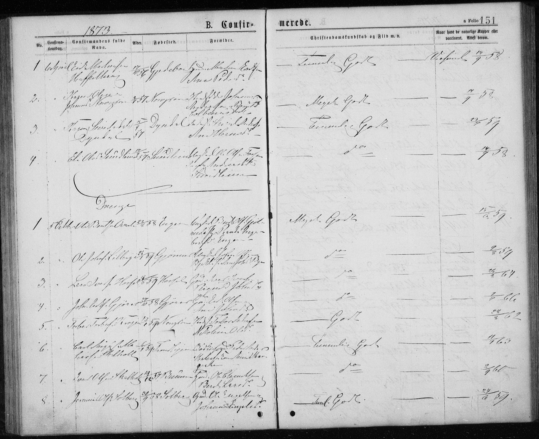 Ministerialprotokoller, klokkerbøker og fødselsregistre - Sør-Trøndelag, SAT/A-1456/668/L0817: Parish register (copy) no. 668C06, 1873-1884, p. 151