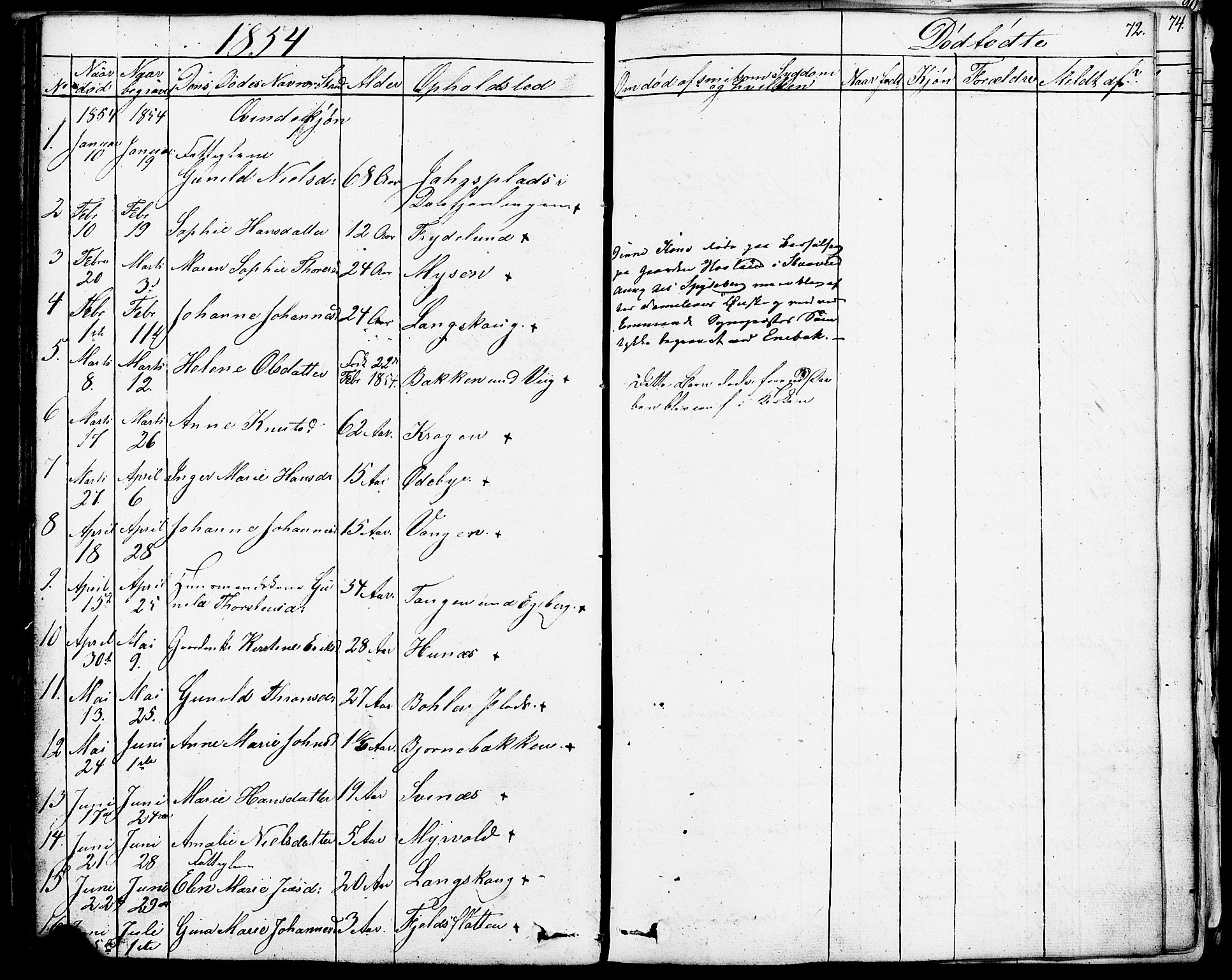 Enebakk prestekontor Kirkebøker, AV/SAO-A-10171c/F/Fa/L0013: Parish register (official) no. I 13, 1832-1882, p. 72