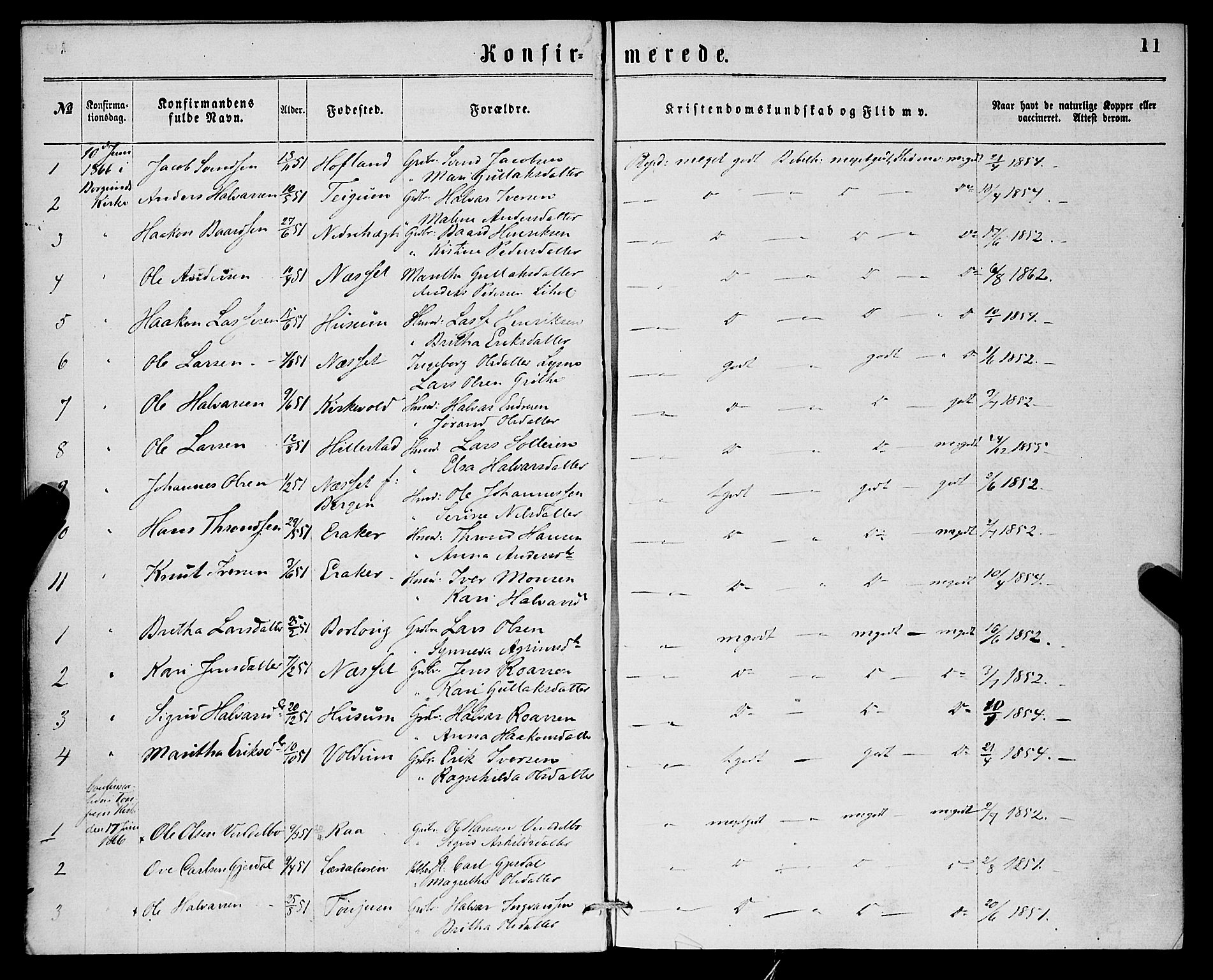 Lærdal sokneprestembete, SAB/A-81201: Parish register (official) no.  A 14, 1865-1877, p. 11