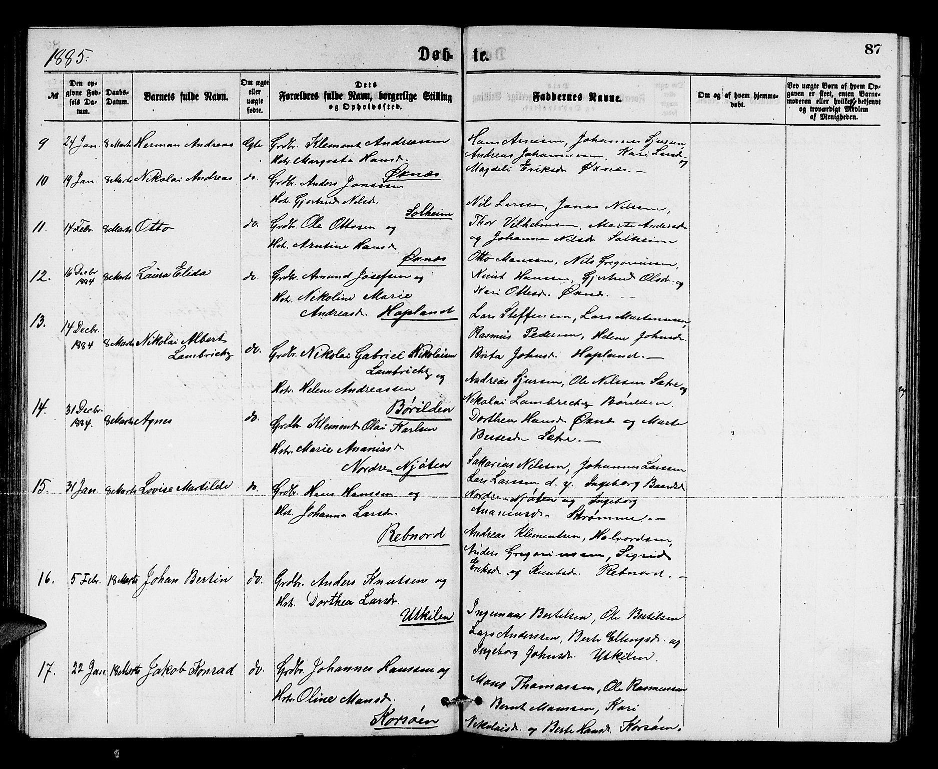 Lindås Sokneprestembete, SAB/A-76701/H/Hab: Parish register (copy) no. C 2, 1868-1885, p. 87