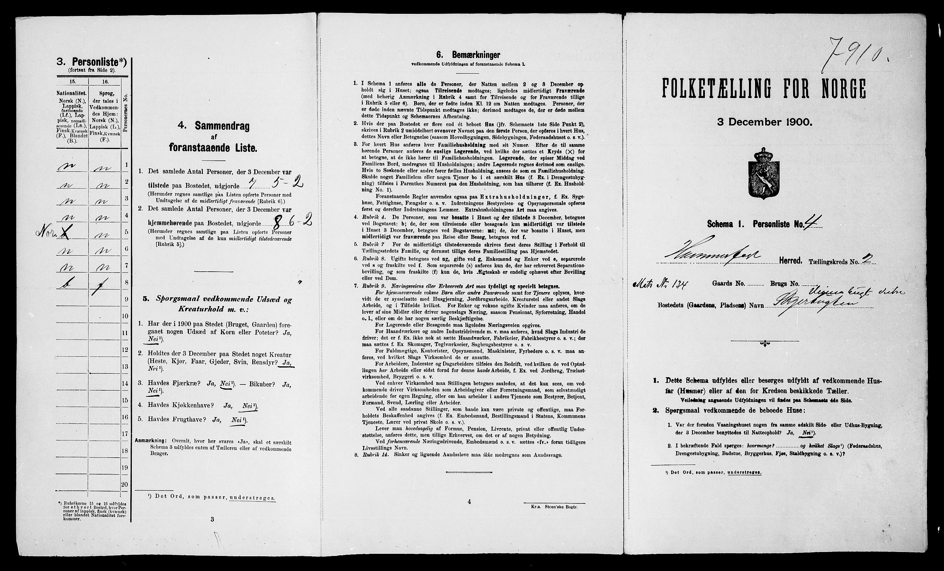 SATØ, 1900 census for Hammerfest, 1900, p. 127