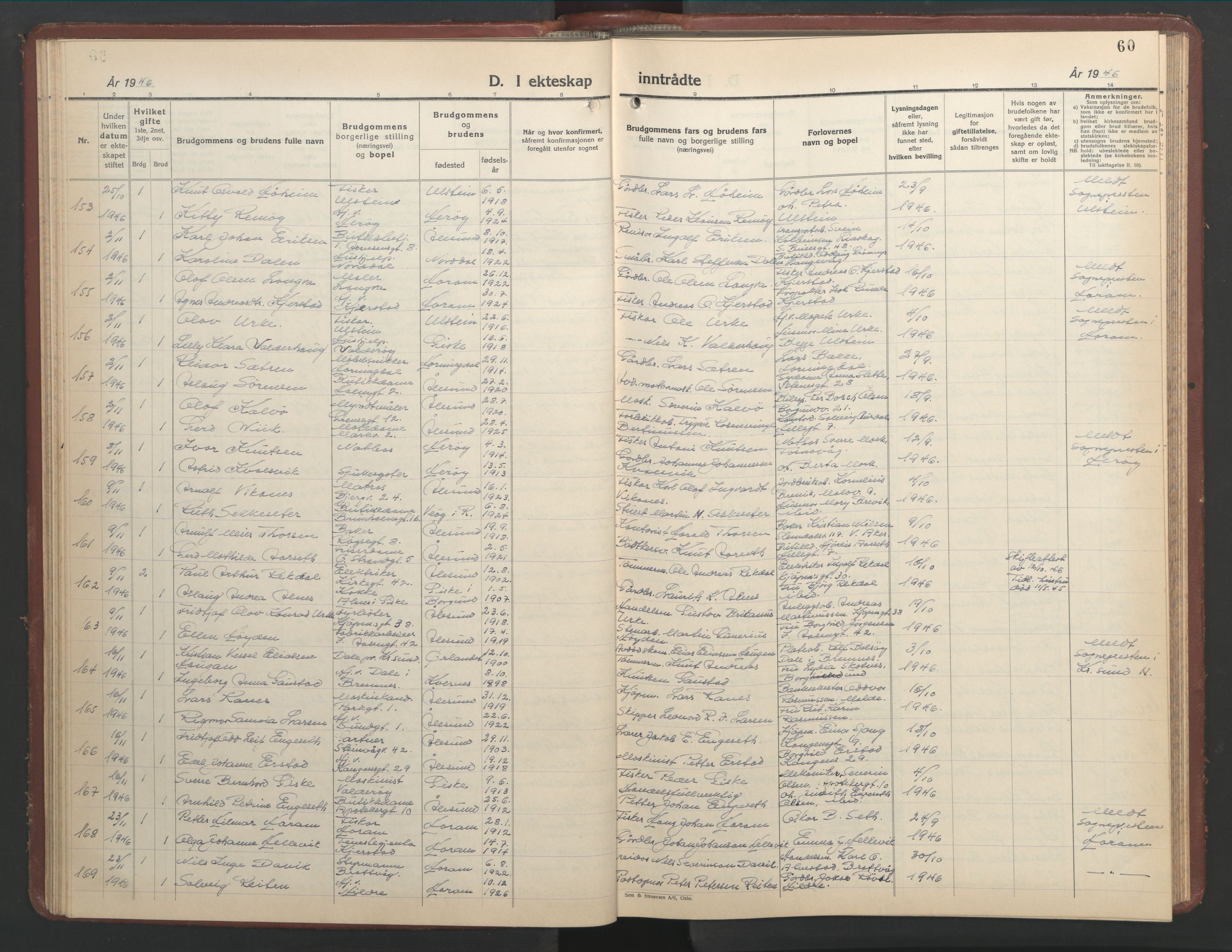 Ministerialprotokoller, klokkerbøker og fødselsregistre - Møre og Romsdal, SAT/A-1454/529/L0479: Parish register (copy) no. 529C16, 1941-1950, p. 60
