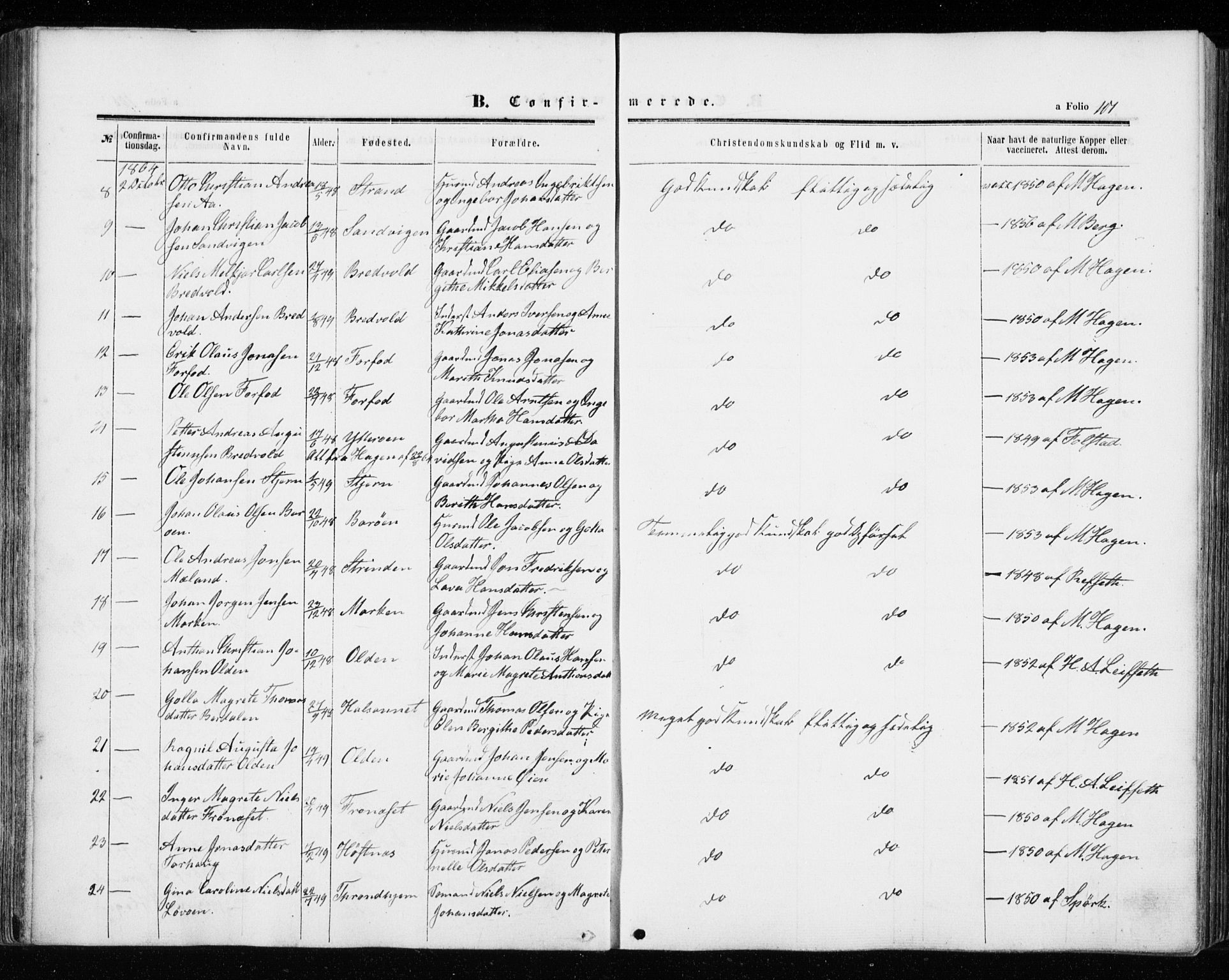 Ministerialprotokoller, klokkerbøker og fødselsregistre - Sør-Trøndelag, SAT/A-1456/655/L0678: Parish register (official) no. 655A07, 1861-1873, p. 101