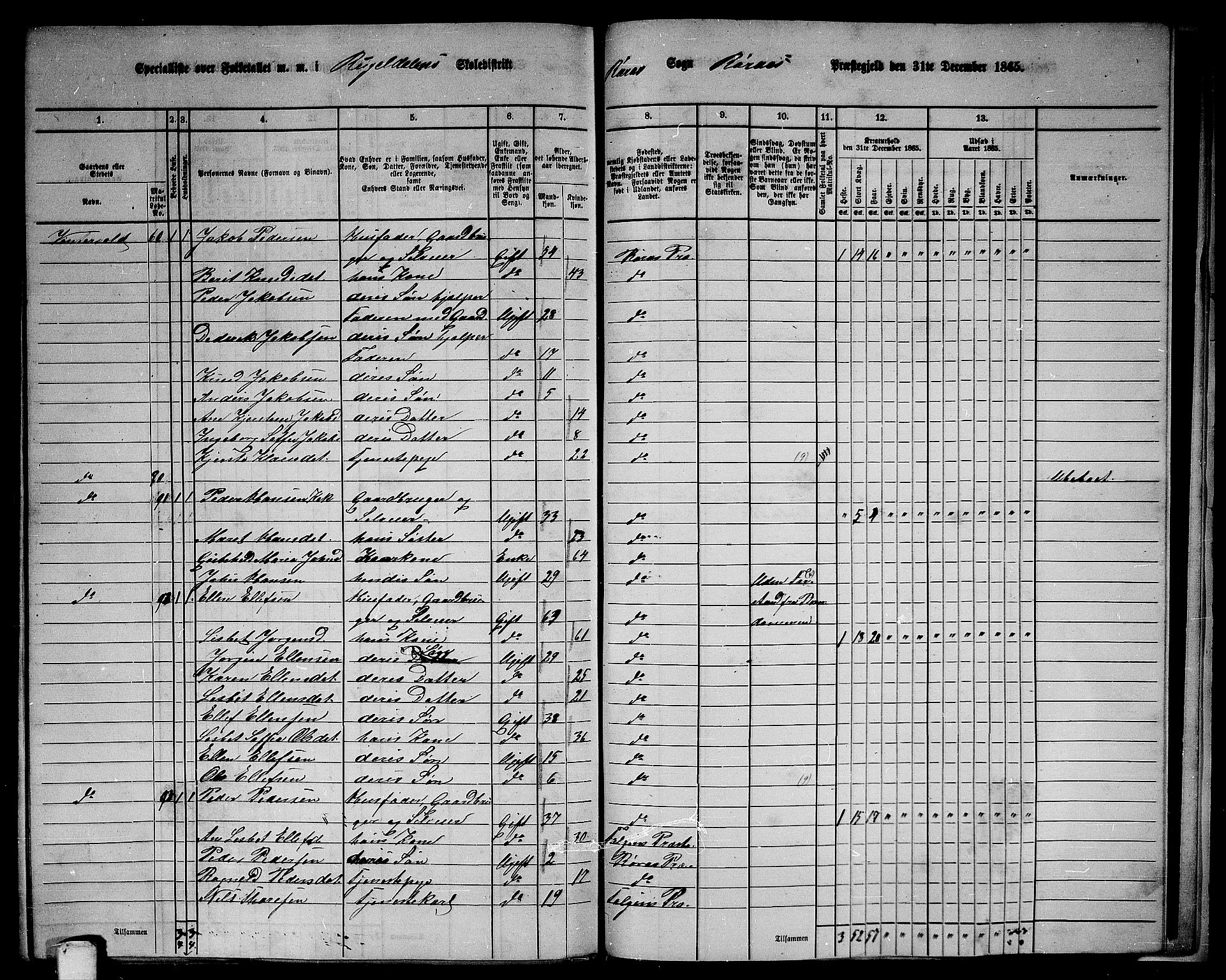 RA, 1865 census for Røros, 1865, p. 157