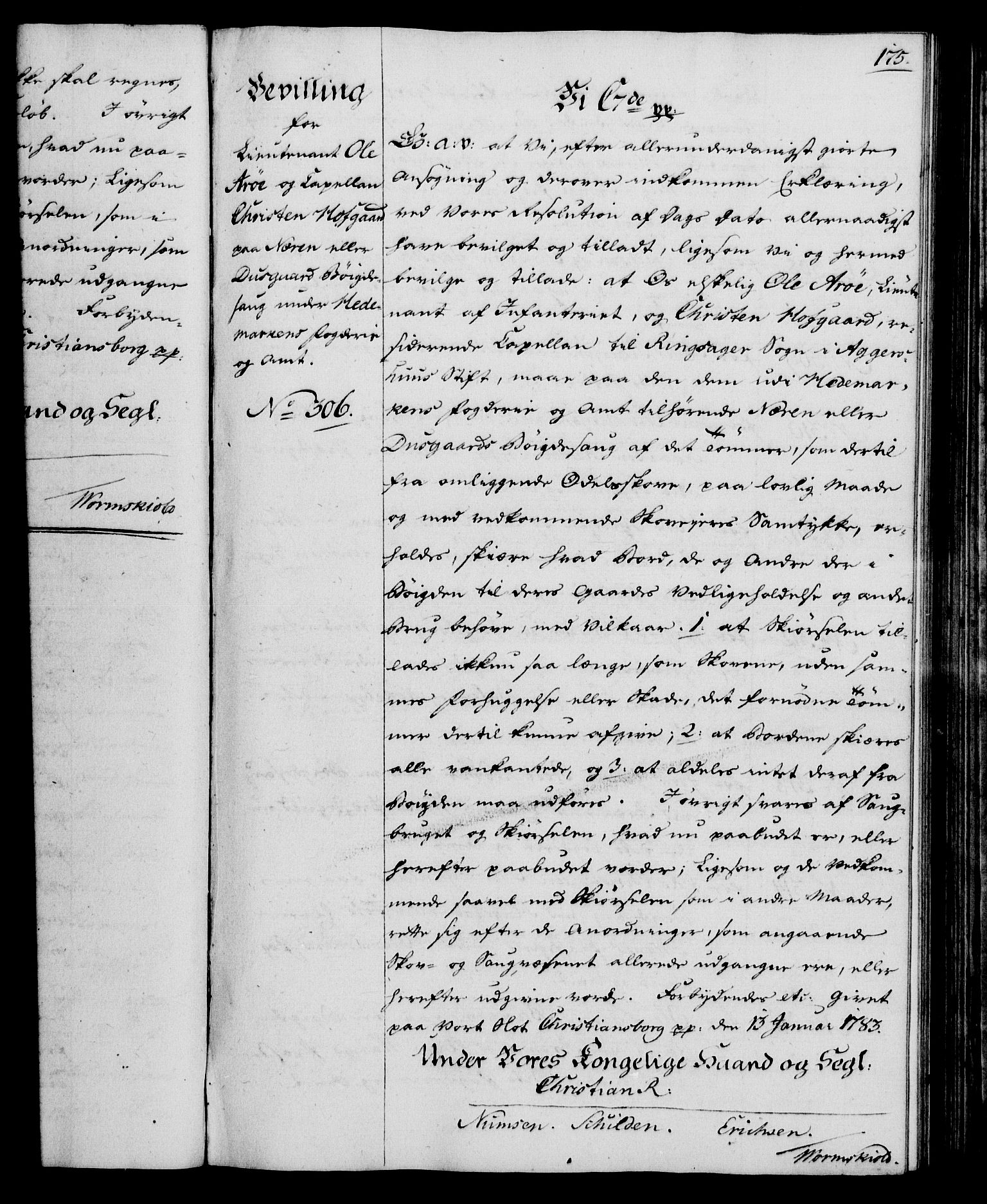 Rentekammeret, Kammerkanselliet, RA/EA-3111/G/Gg/Gga/L0012: Norsk ekspedisjonsprotokoll med register (merket RK 53.12), 1781-1783, p. 175