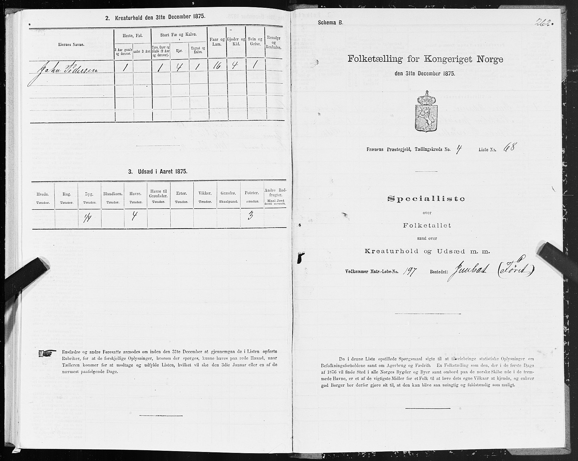 SAT, 1875 census for 1548P Fræna, 1875, p. 2262