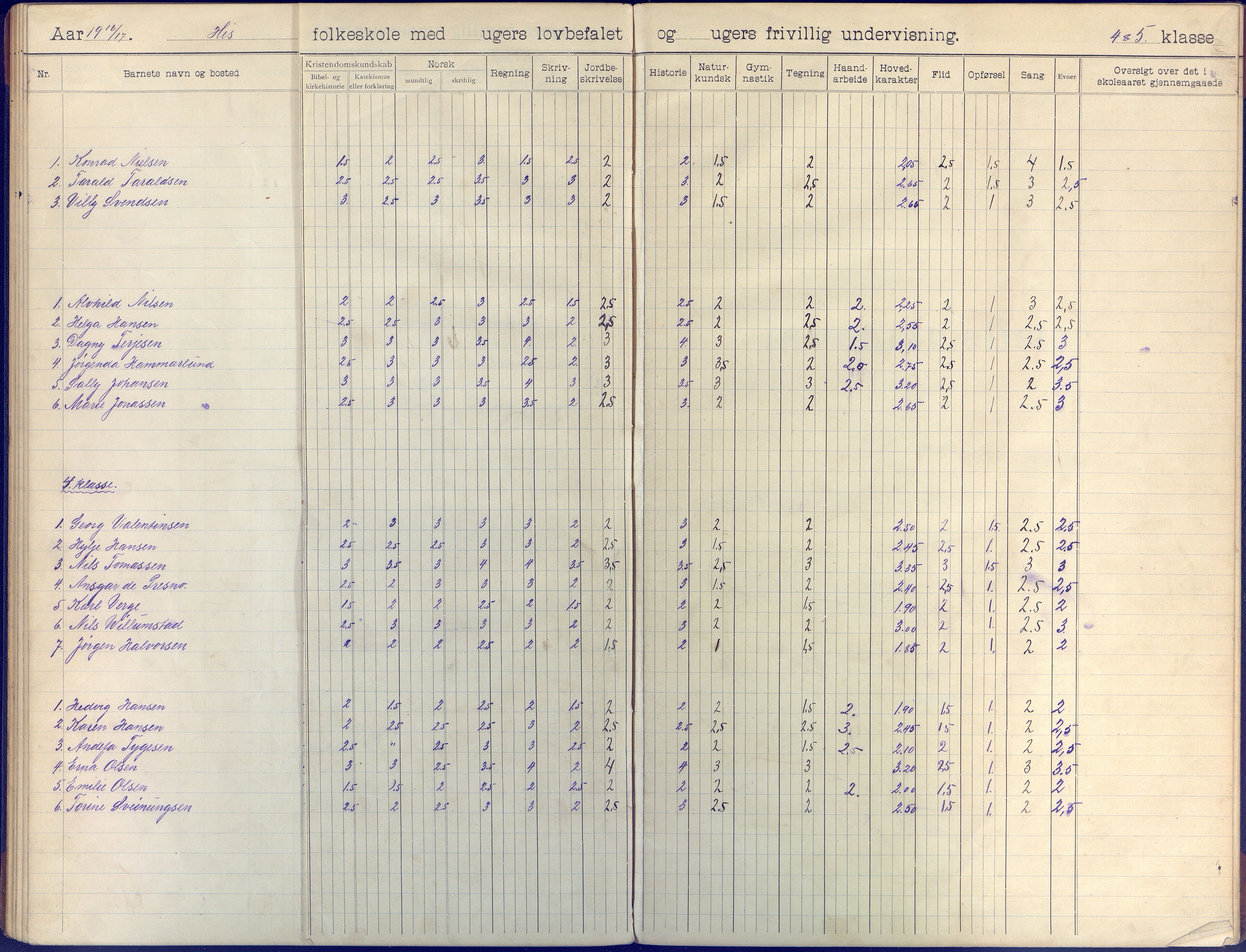 Hisøy kommune frem til 1991, AAKS/KA0922-PK/31/L0009: Skoleprotokoll, 1905-1917