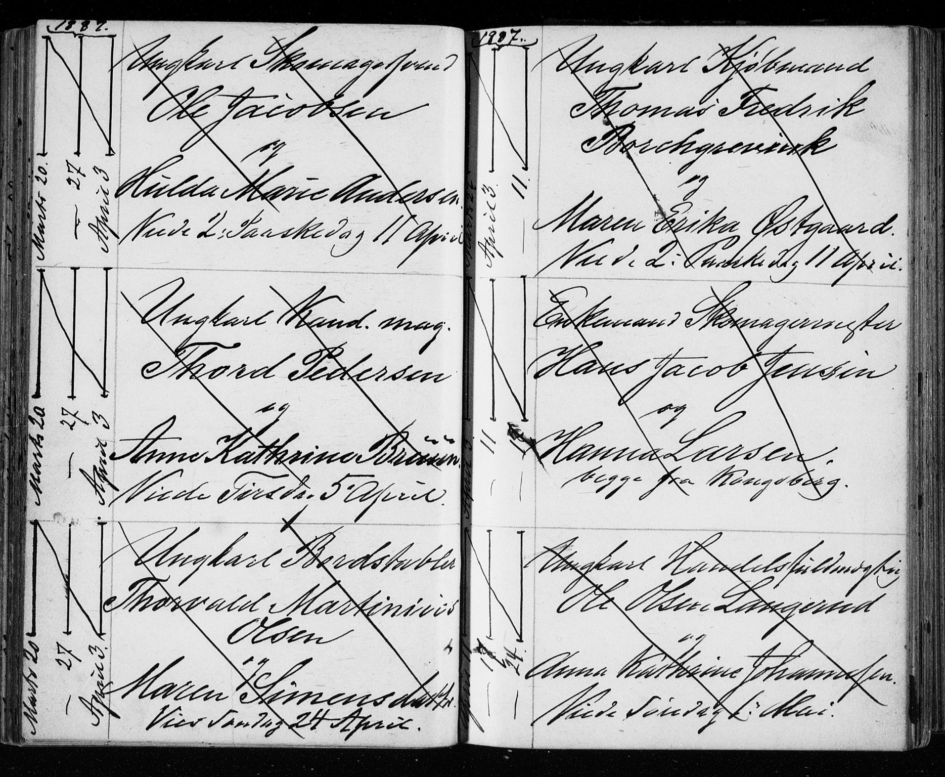 Bragernes kirkebøker, AV/SAKO-A-6/H/Ha/L0006: Banns register no. 6, 1873-1896