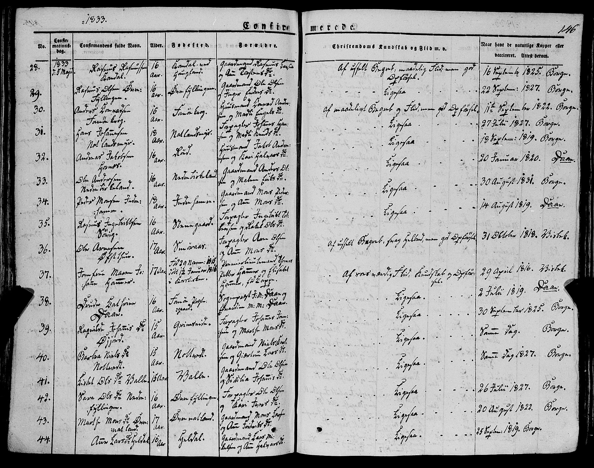 Fana Sokneprestembete, AV/SAB-A-75101/H/Haa/Haaa/L0008: Parish register (official) no. A 8, 1829-1851, p. 146