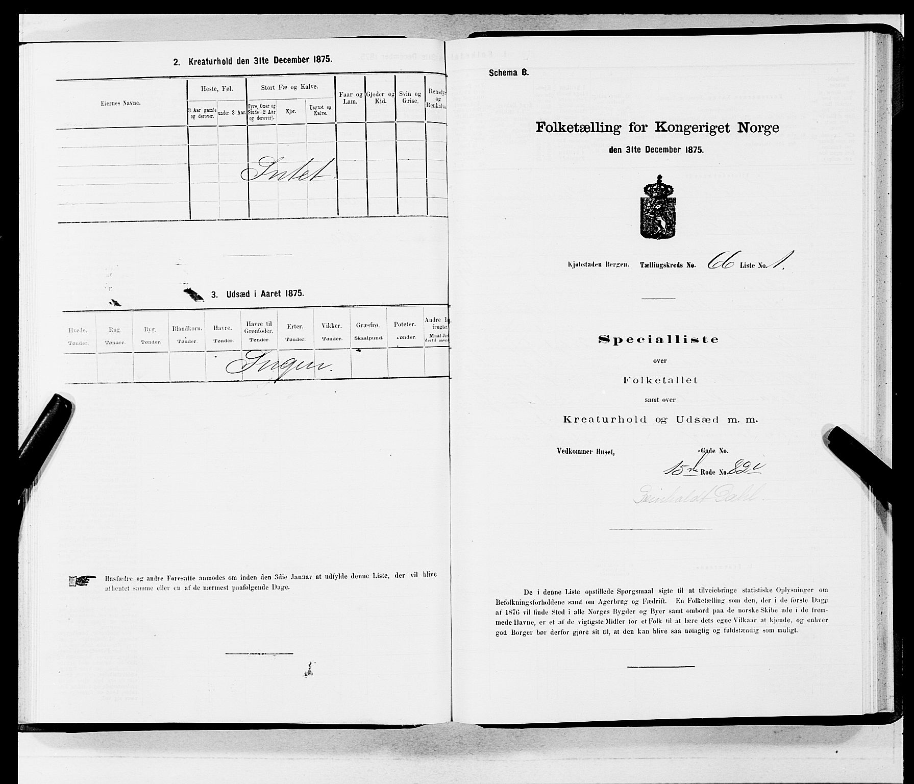 SAB, 1875 census for 1301 Bergen, 1875, p. 3496