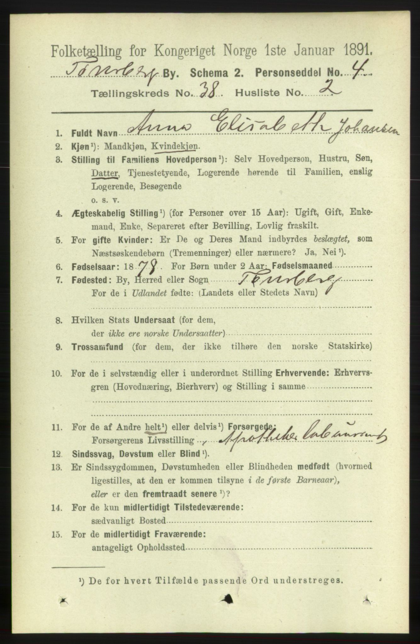 RA, 1891 census for 0705 Tønsberg, 1891, p. 8092