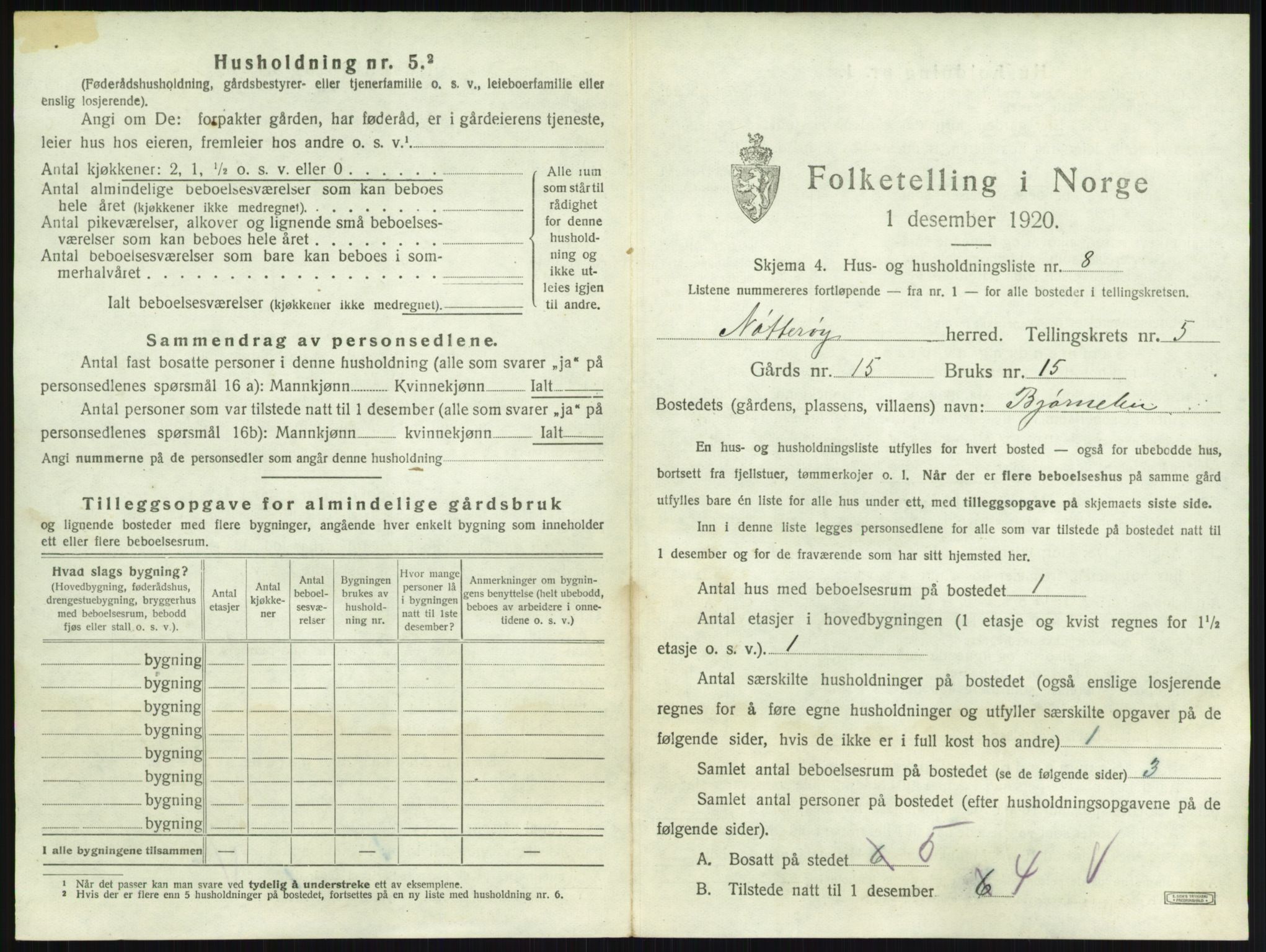 SAKO, 1920 census for Nøtterøy, 1920, p. 886