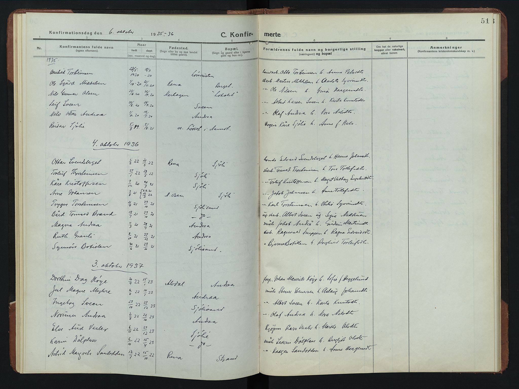 Rendalen prestekontor, SAH/PREST-054/H/Ha/Hab/L0008: Parish register (copy) no. 8, 1914-1948, p. 51