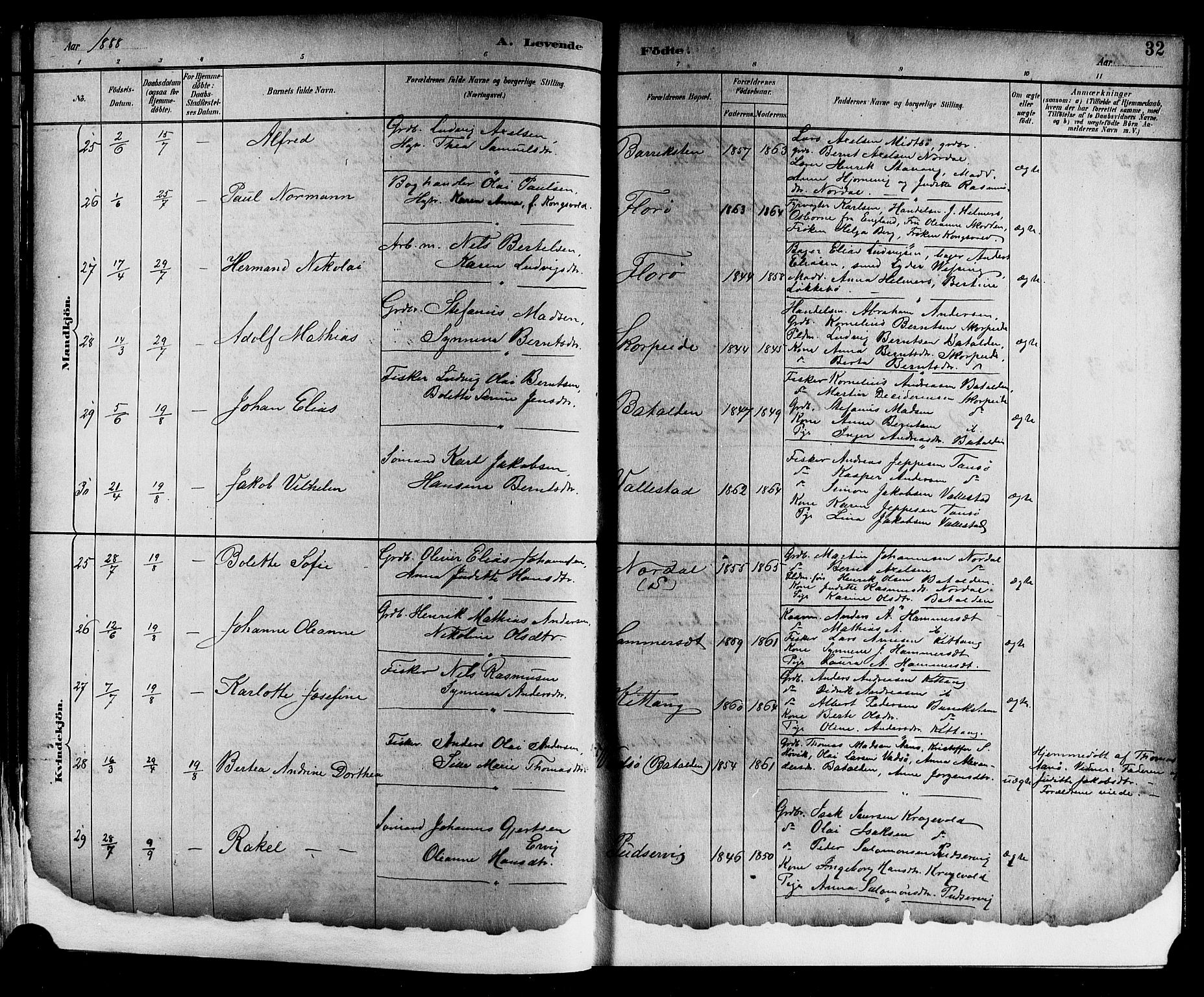 Kinn sokneprestembete, SAB/A-80801/H/Hab/Haba/L0002: Parish register (copy) no. A 2, 1882-1906, p. 32