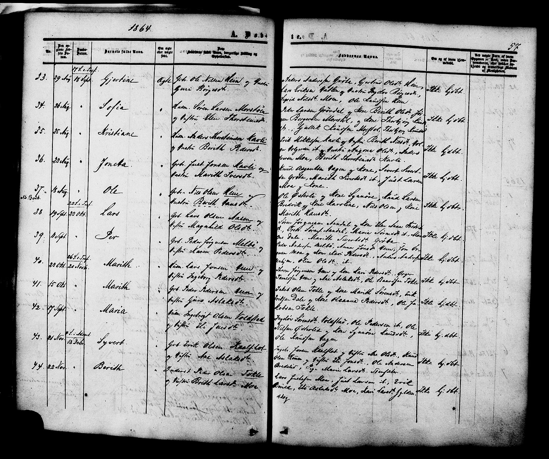 Ministerialprotokoller, klokkerbøker og fødselsregistre - Møre og Romsdal, AV/SAT-A-1454/545/L0586: Parish register (official) no. 545A02, 1854-1877, p. 57