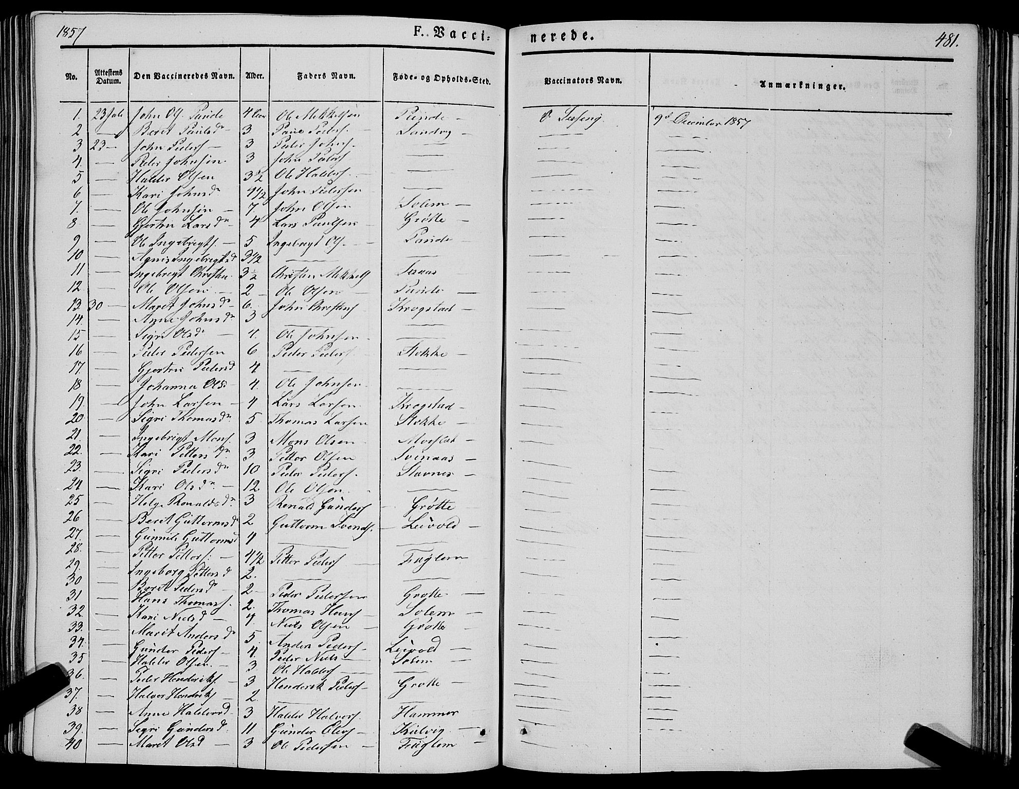 Ministerialprotokoller, klokkerbøker og fødselsregistre - Sør-Trøndelag, SAT/A-1456/695/L1145: Parish register (official) no. 695A06 /1, 1843-1859, p. 481