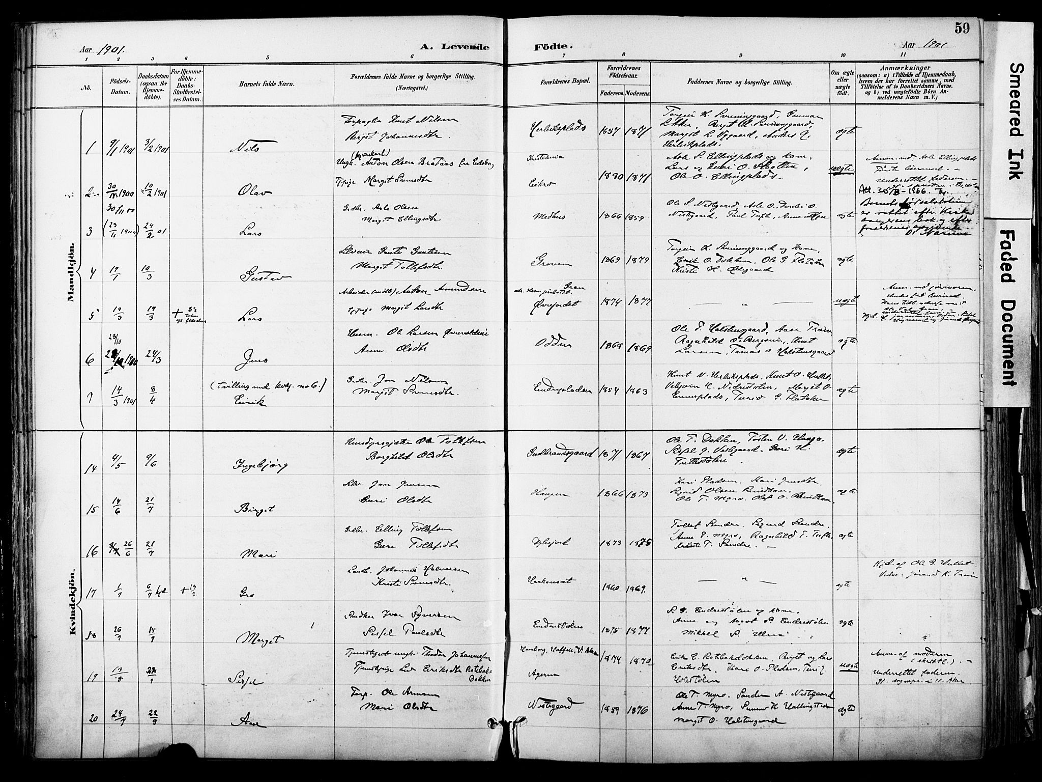 Hol kirkebøker, AV/SAKO-A-227/F/Fa/L0003: Parish register (official) no. I 3, 1887-1918, p. 59