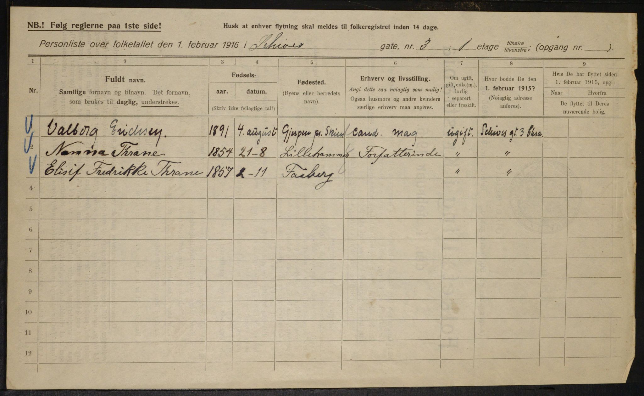 OBA, Municipal Census 1916 for Kristiania, 1916, p. 91752