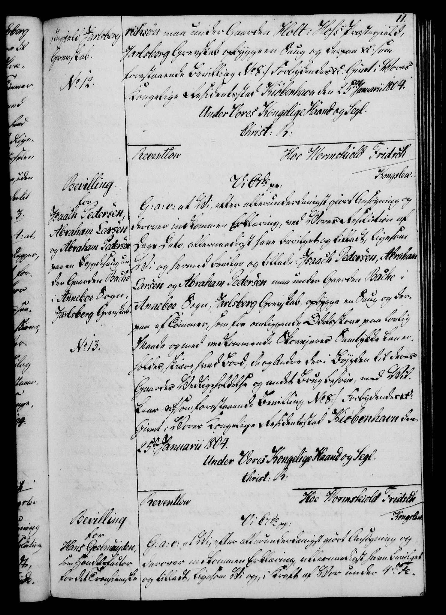 Rentekammeret, Kammerkanselliet, RA/EA-3111/G/Gg/Gga/L0018: Norsk ekspedisjonsprotokoll med register (merket RK 53.18), 1804-1806, p. 11