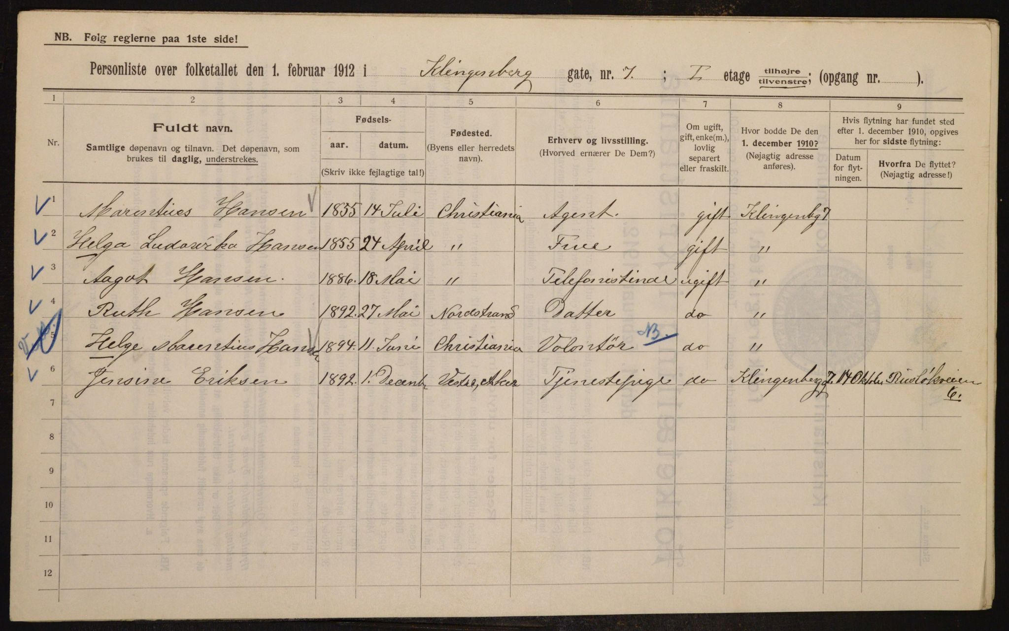 OBA, Municipal Census 1912 for Kristiania, 1912, p. 52101