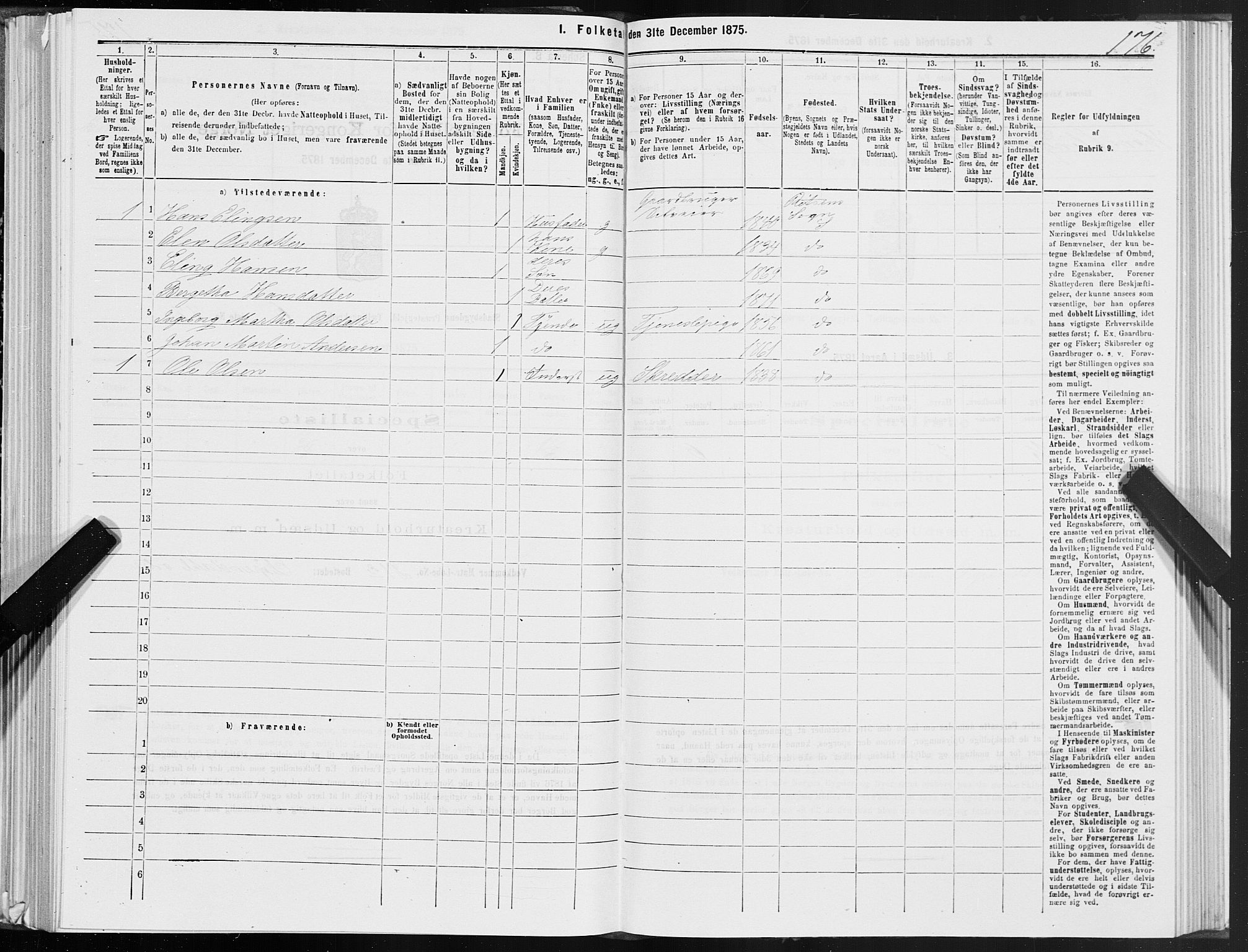 SAT, 1875 census for 1625P Stadsbygd, 1875, p. 4176