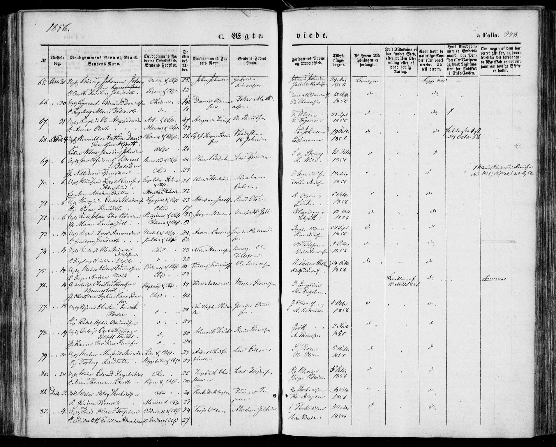 Kristiansand domprosti, SAK/1112-0006/F/Fa/L0014: Parish register (official) no. A 14, 1852-1867, p. 348
