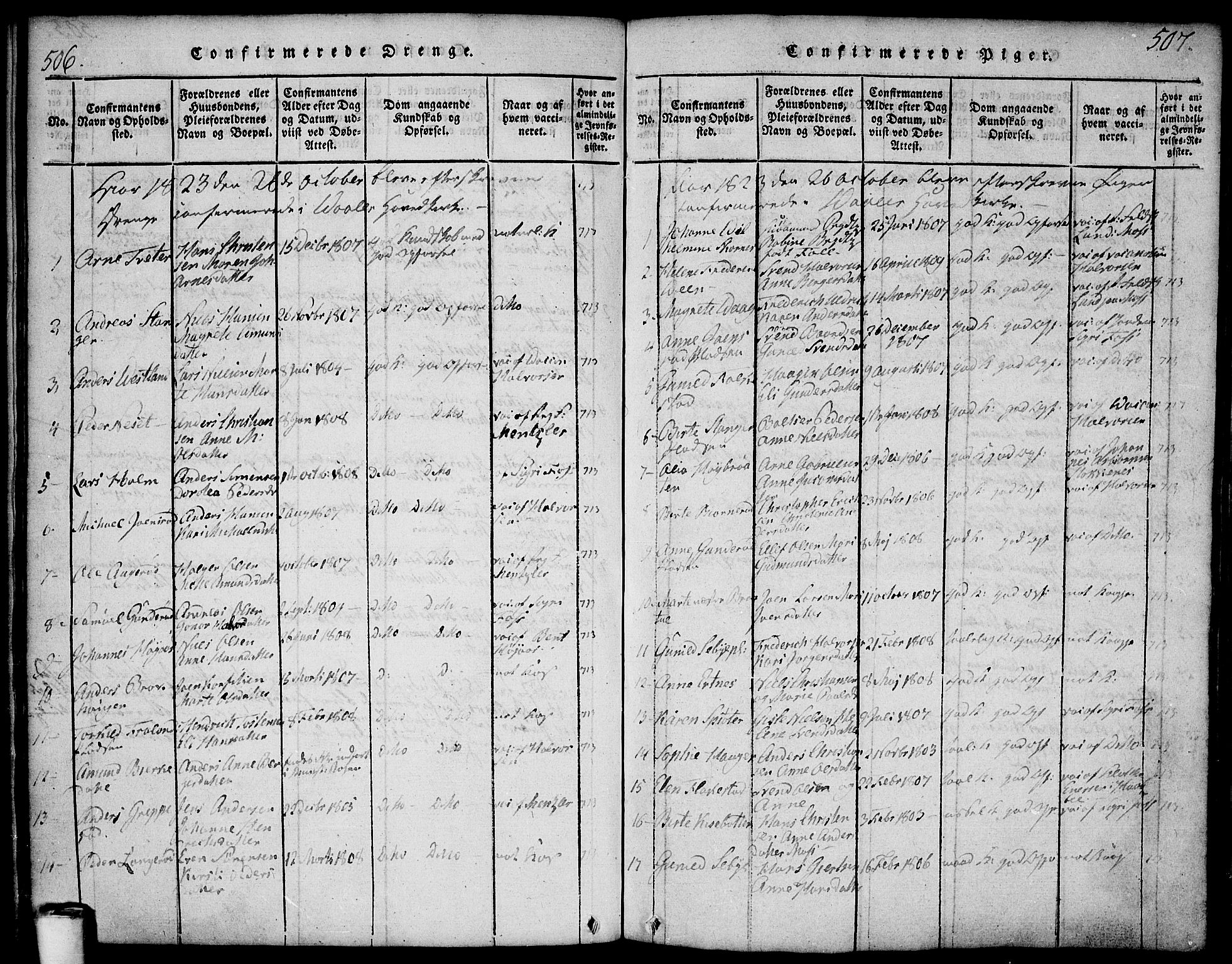 Våler prestekontor Kirkebøker, SAO/A-11083/F/Fa/L0005: Parish register (official) no. I 5, 1815-1839, p. 506-507