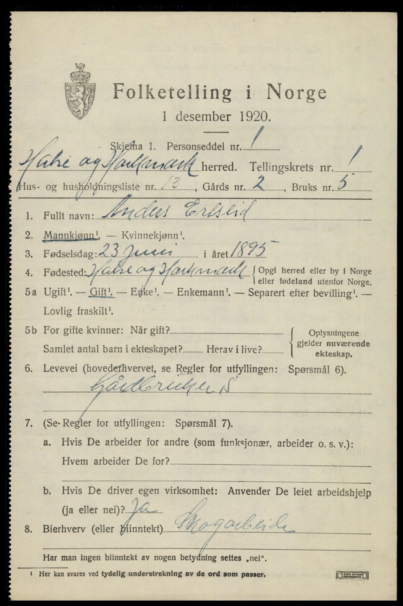 SAK, 1920 census for Halse og Harkmark, 1920, p. 1571