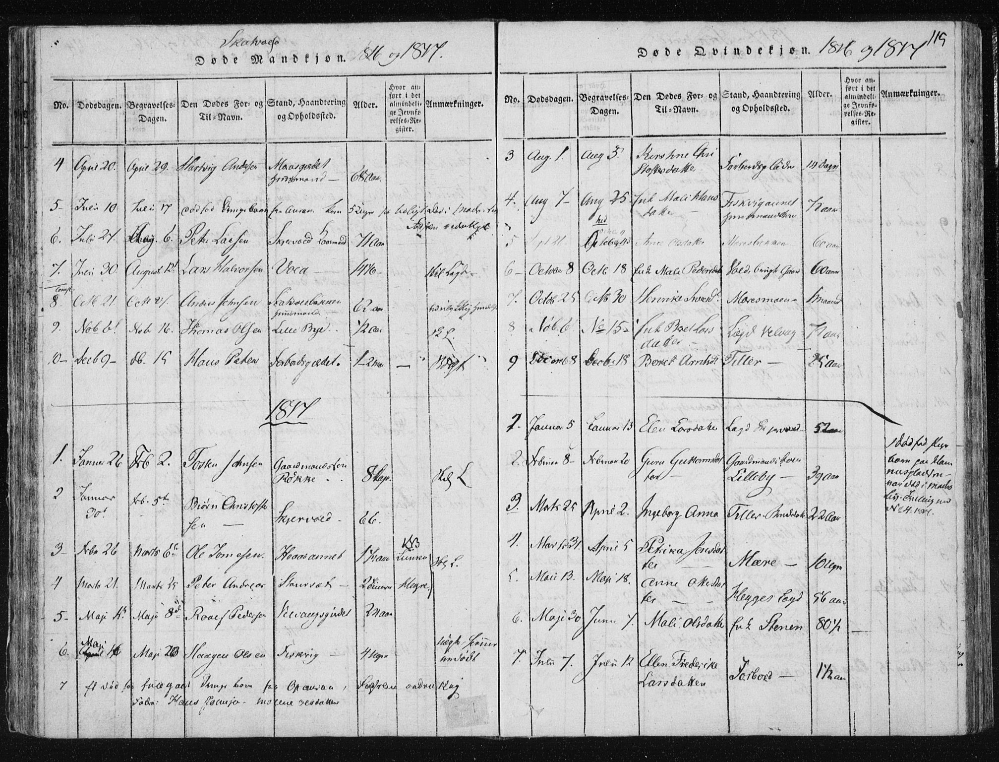 Ministerialprotokoller, klokkerbøker og fødselsregistre - Nord-Trøndelag, SAT/A-1458/709/L0061: Parish register (official) no. 709A08 /2, 1815-1819, p. 115