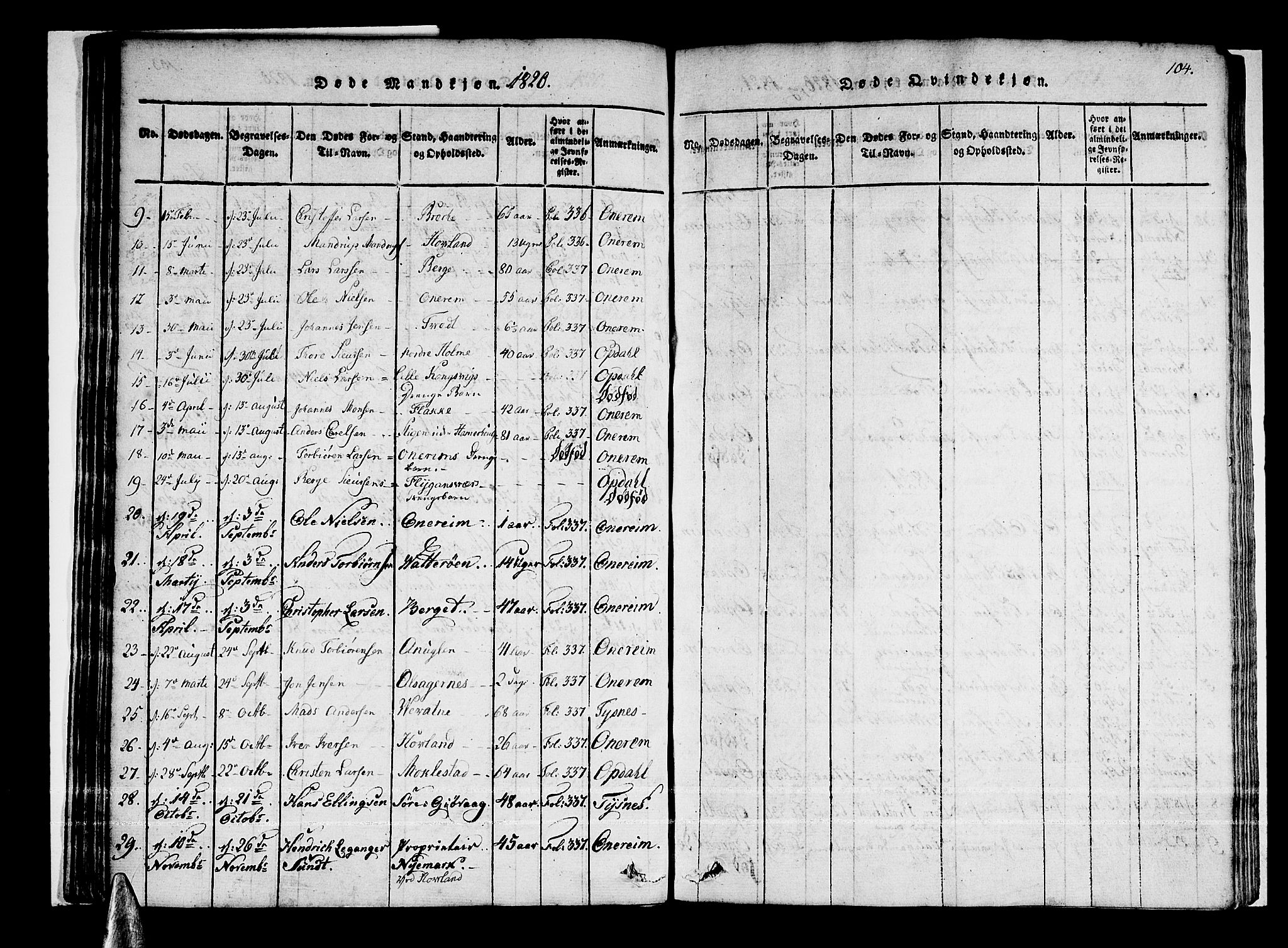 Tysnes sokneprestembete, AV/SAB-A-78601/H/Haa: Parish register (official) no. A 7, 1816-1826, p. 104