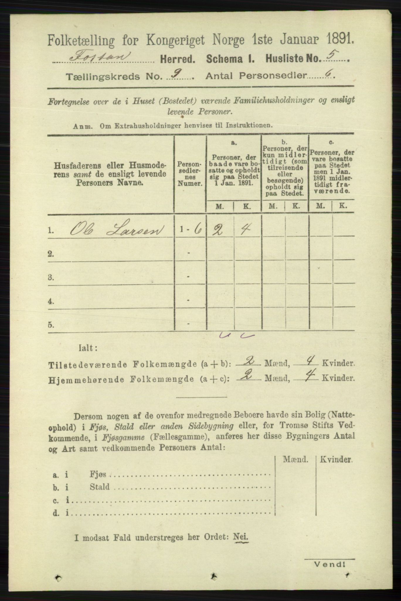 RA, 1891 census for 1129 Forsand, 1891, p. 1446