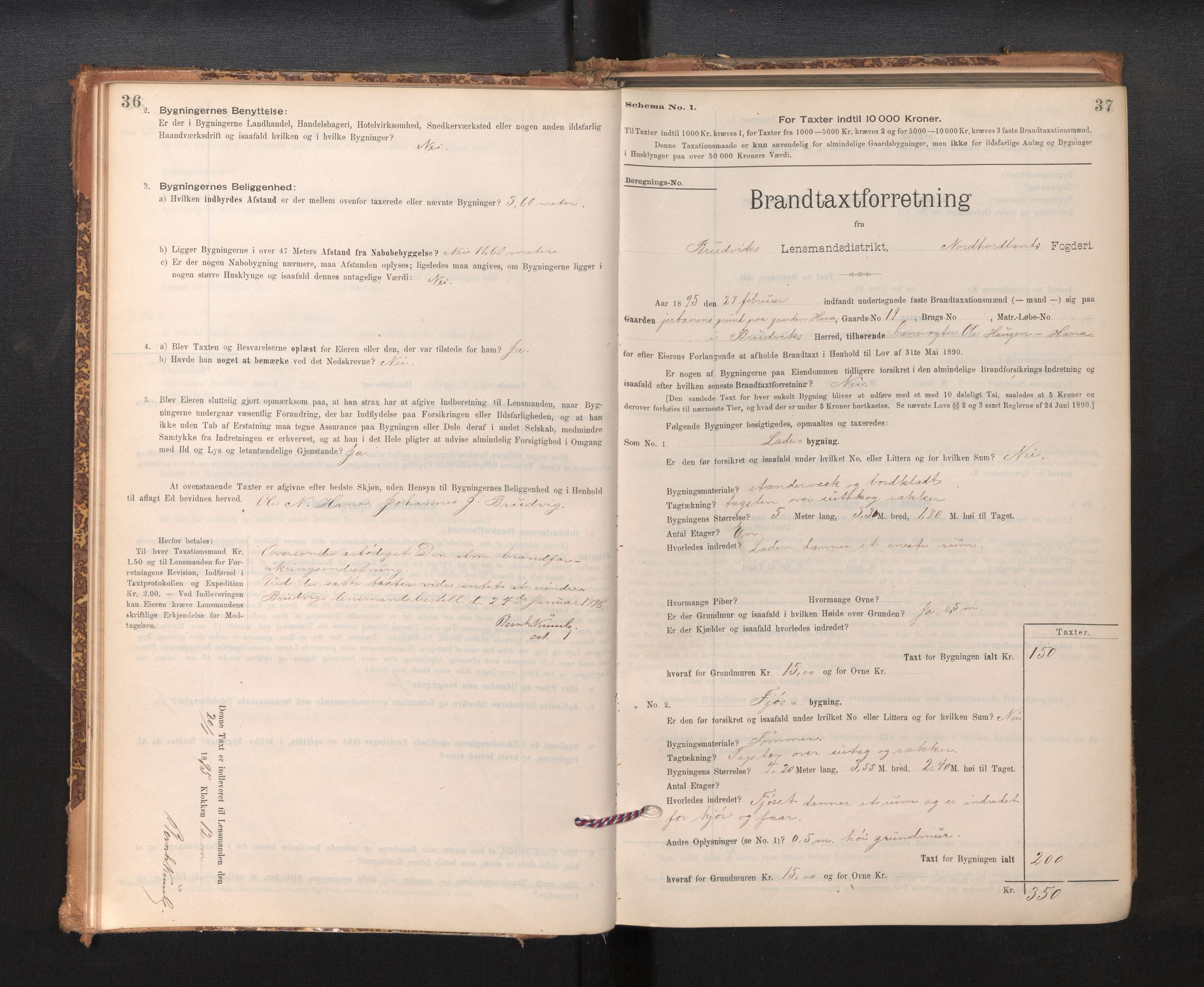 Lensmannen i Bruvik, AV/SAB-A-31301/0012/L0006: Branntakstprotokoll, skjematakst, 1894-1906, p. 36-37