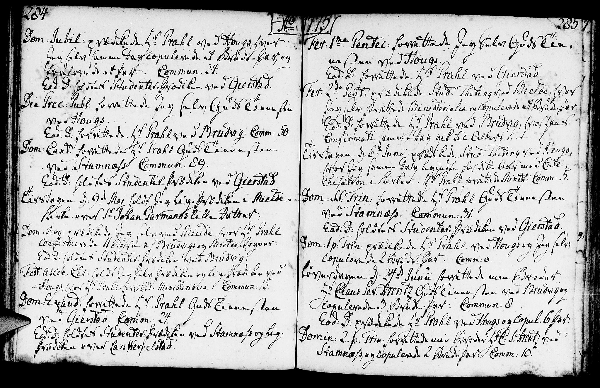 Haus sokneprestembete, AV/SAB-A-75601/H/Haa: Parish register (official) no. A 9, 1767-1781, p. 284-285