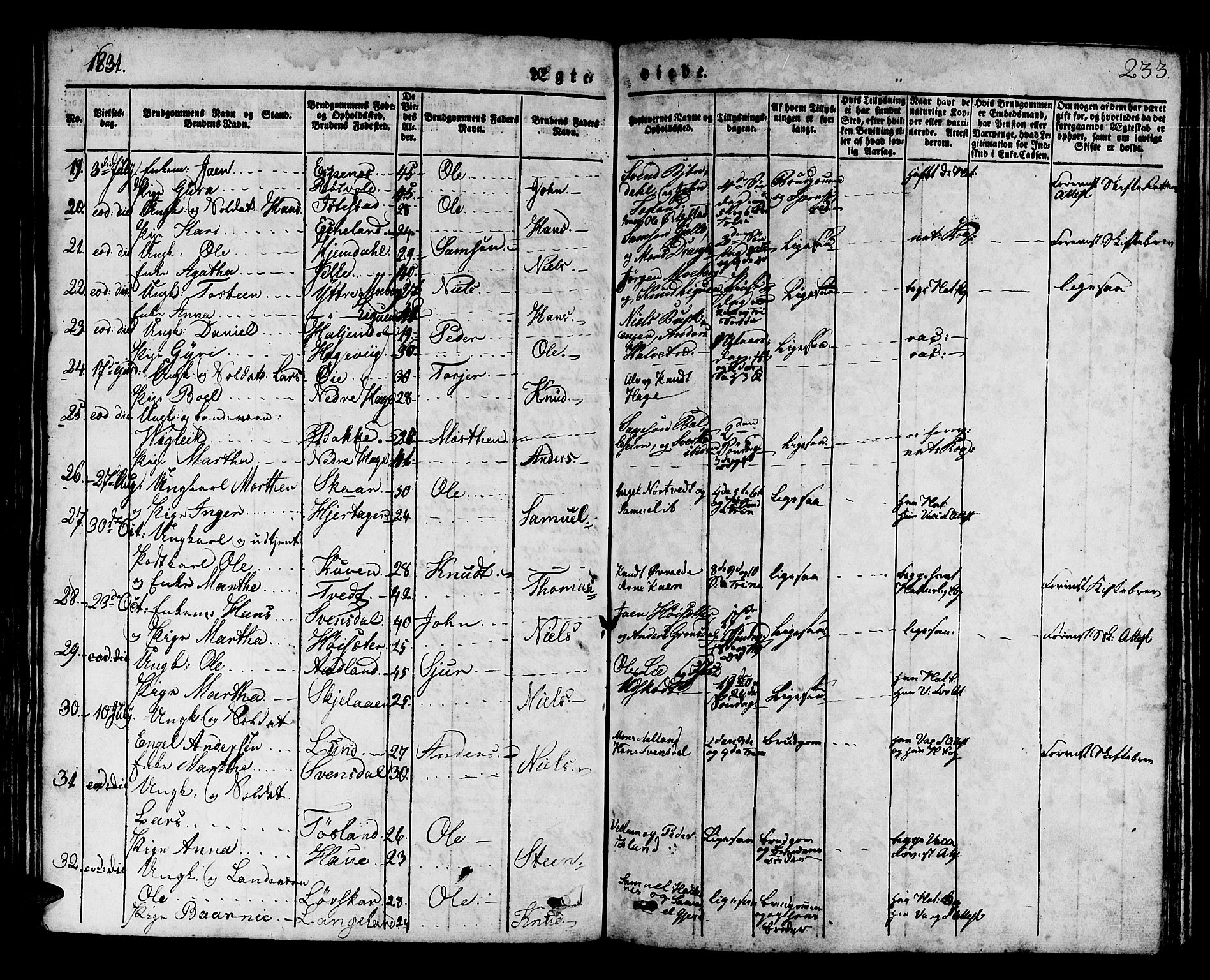 Os sokneprestembete, SAB/A-99929: Parish register (official) no. A 14, 1826-1839, p. 233