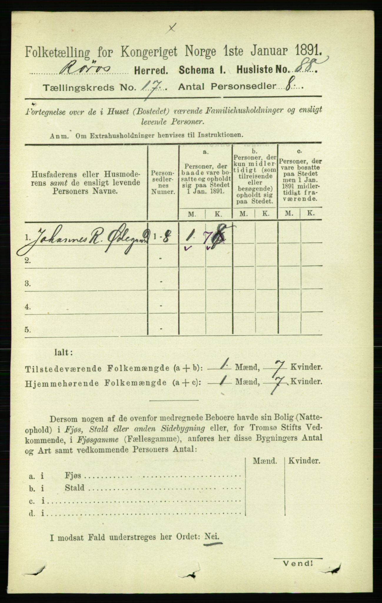 RA, 1891 census for 1640 Røros, 1891, p. 4336