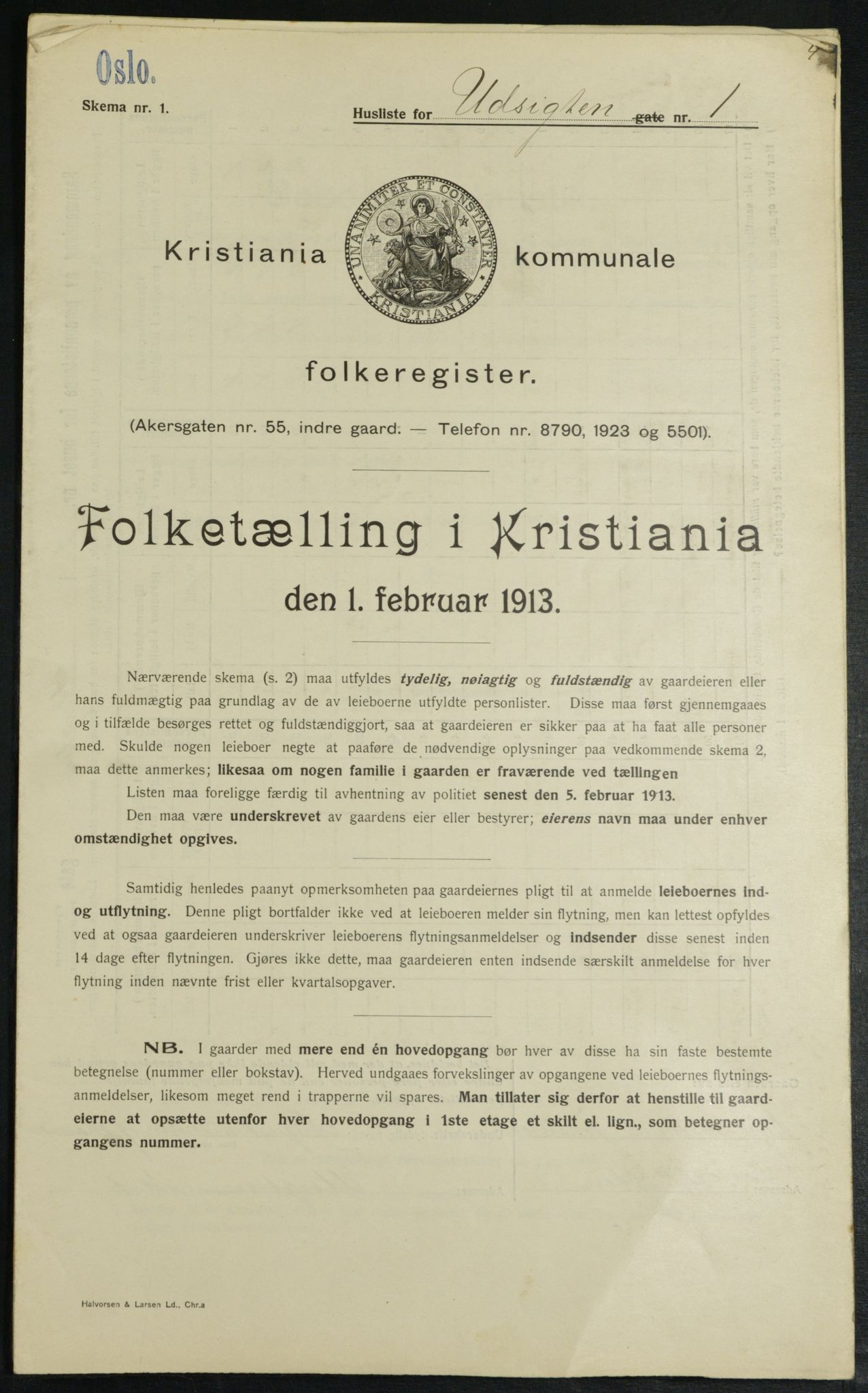 OBA, Municipal Census 1913 for Kristiania, 1913, p. 121243