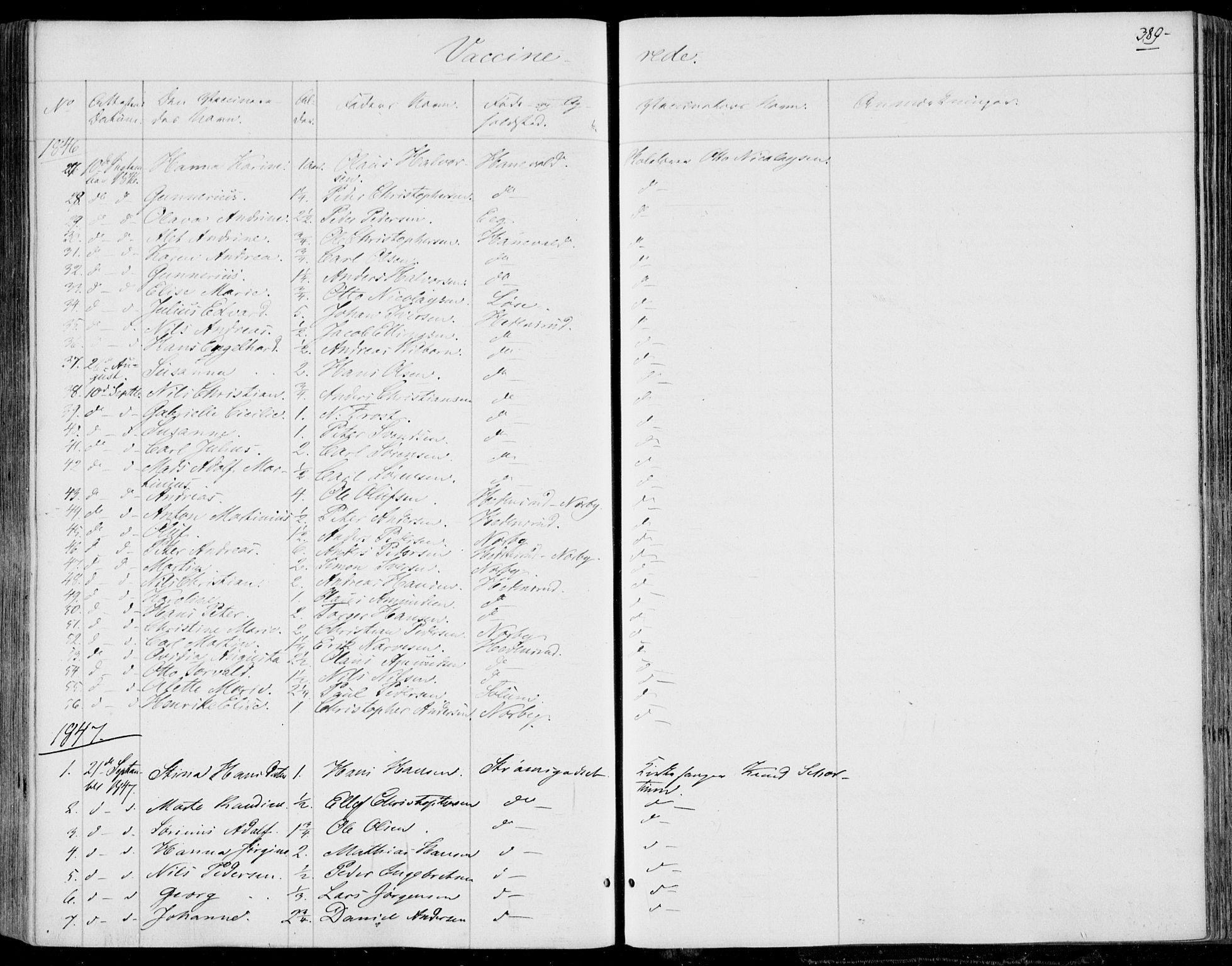 Skoger kirkebøker, SAKO/A-59/F/Fa/L0003: Parish register (official) no. I 3, 1842-1861, p. 389